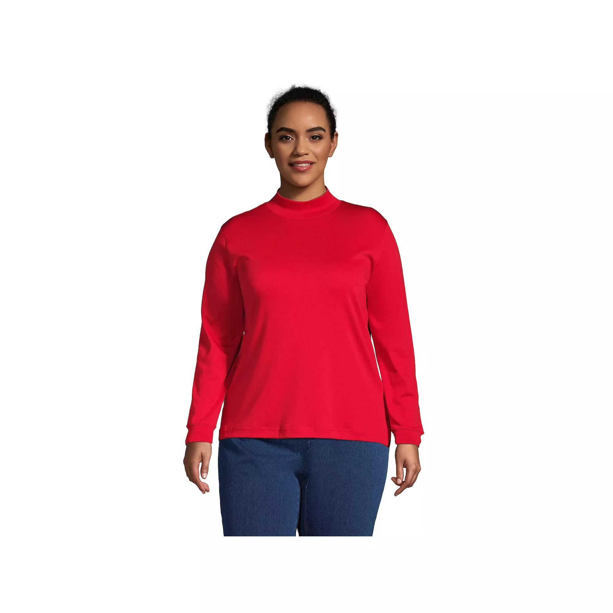 Plus Size Lands' End Supima Cotton Mockneck Top, Women's, Size: 2XL, Grey Heather Product Image