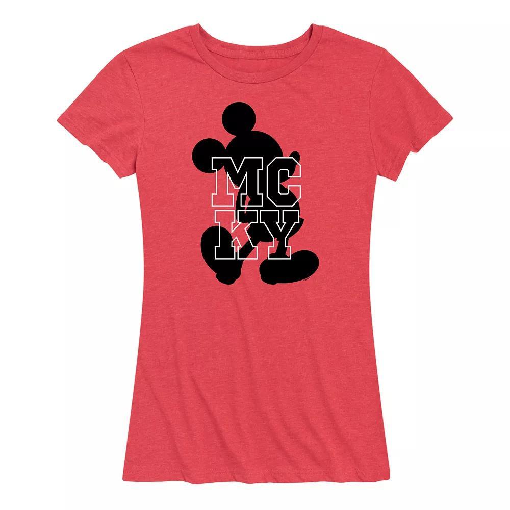 Disney's Mickey Mouse Women's Silhouette Graphic Tee, Size: Small, Grey Red Product Image