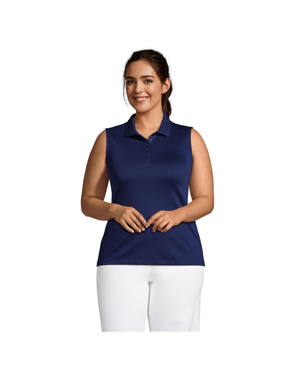 Plus Size Lands' End Sleeveless Supima Cotton Polo Top, Women's, Size: 3XL, Black Product Image