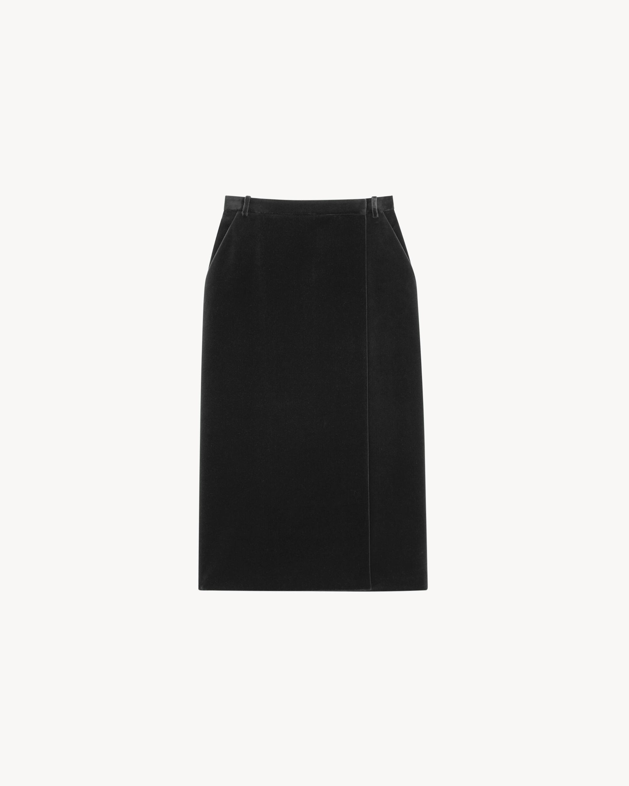 midi wrap skirt in cotton velvet Product Image