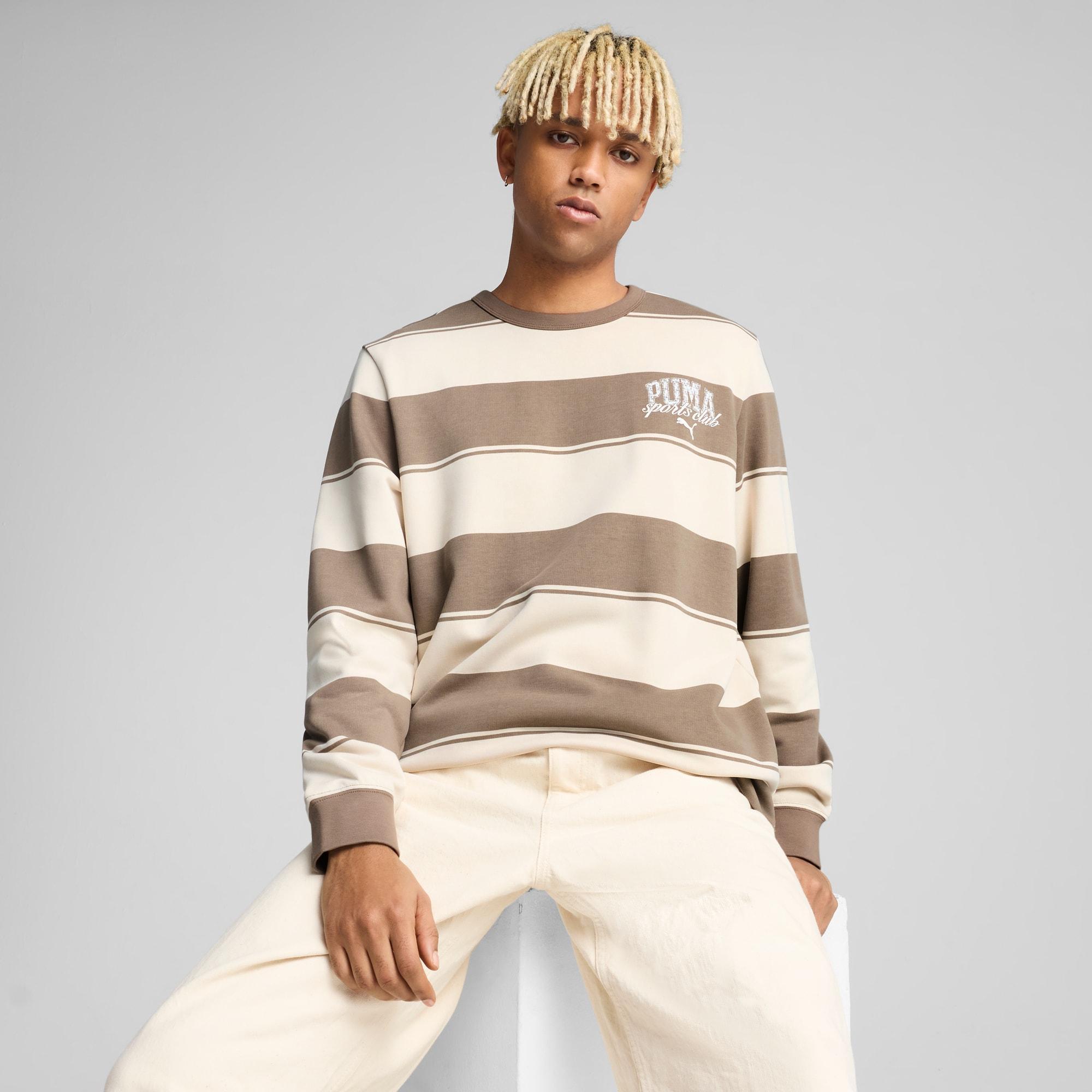 PUMA Class Men's Striped Crew Sweatshirt Product Image