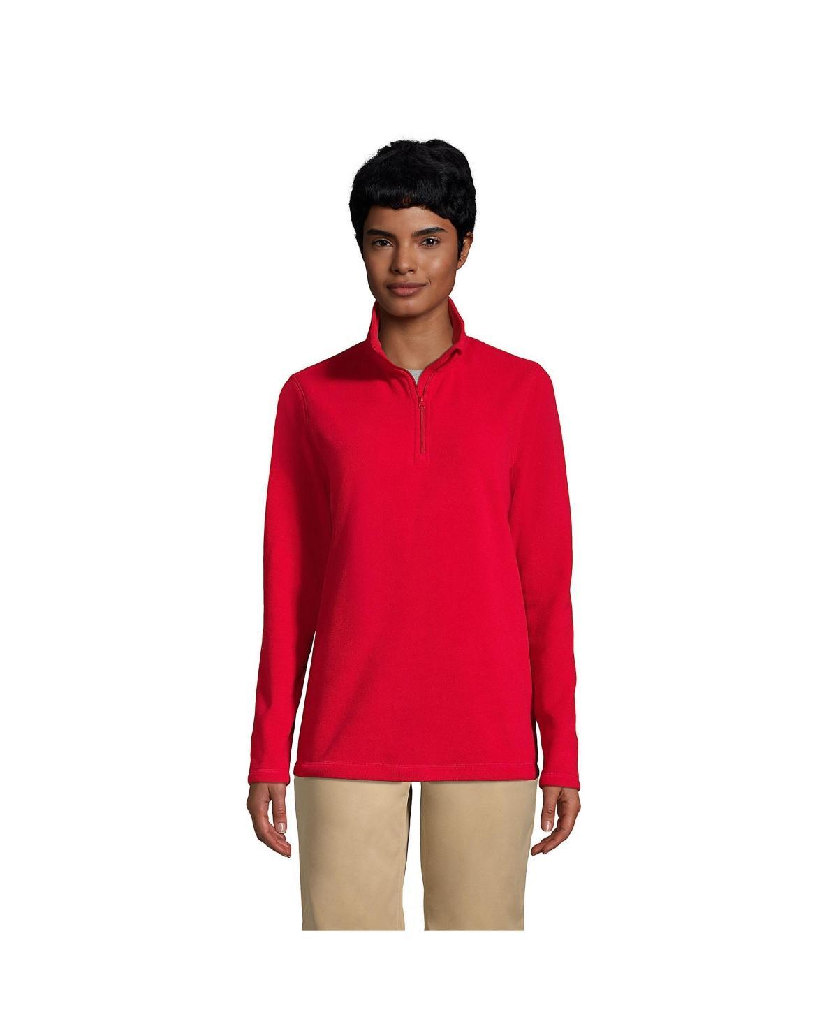 Women's Lands' End Lightweight Fleece Quarter Zip Pullover, Size: Medium, Red Product Image