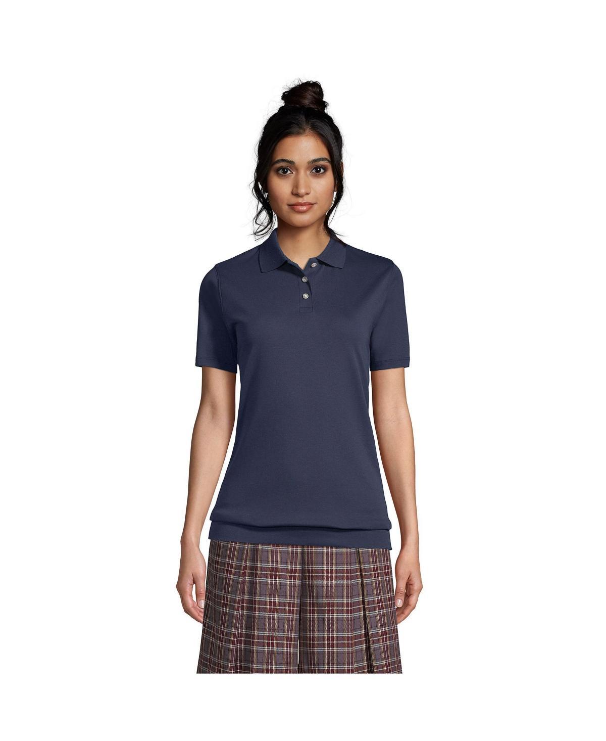 Women's Lands' End Short Sleeve Banded Bottom Polo Shirt, Size: Small, White Product Image