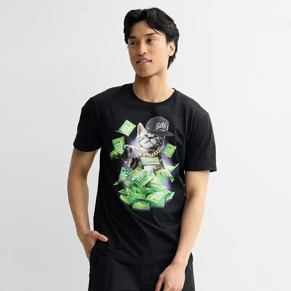 Men's Cats Love Kohl's Cash Short Sleeve Graphic Tee, Size: Small, Black Product Image