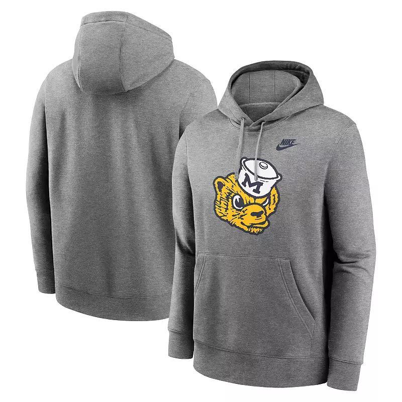 Men's Nike Heather Gray Ohio State Buckeyes Legacy Logo Club Fleece Pullover Hoodie, Size: Small, Grey Product Image