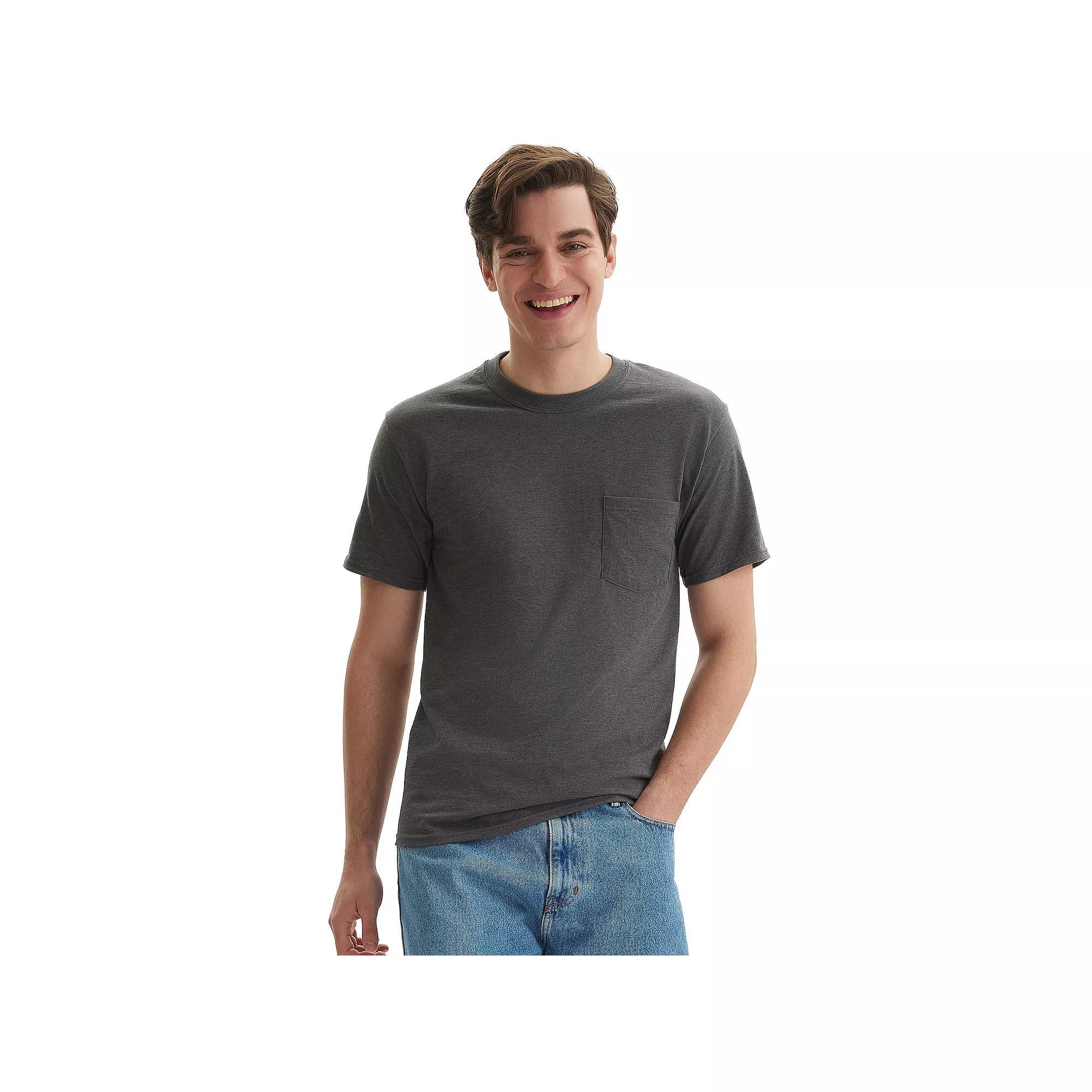 Men's Hanes® Beefy-T 2-Pack Pocket T-Shirt, Size: XL, Blue Product Image