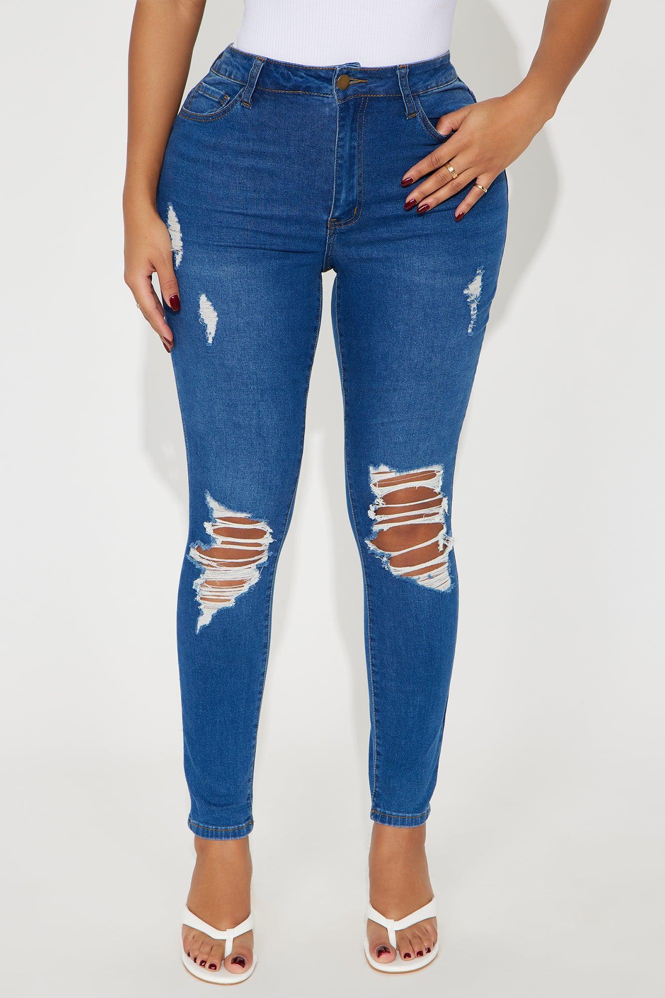 One And Done High Rise Ripped Skinny Jeans - Medium Wash Product Image