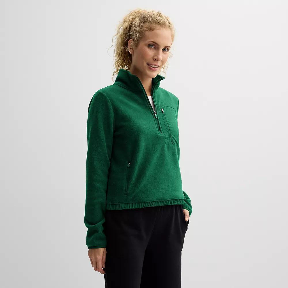 Women's Tek Gear® Mixed Media Micro Fleece Popover, Size: XXL, Mineral Black Product Image
