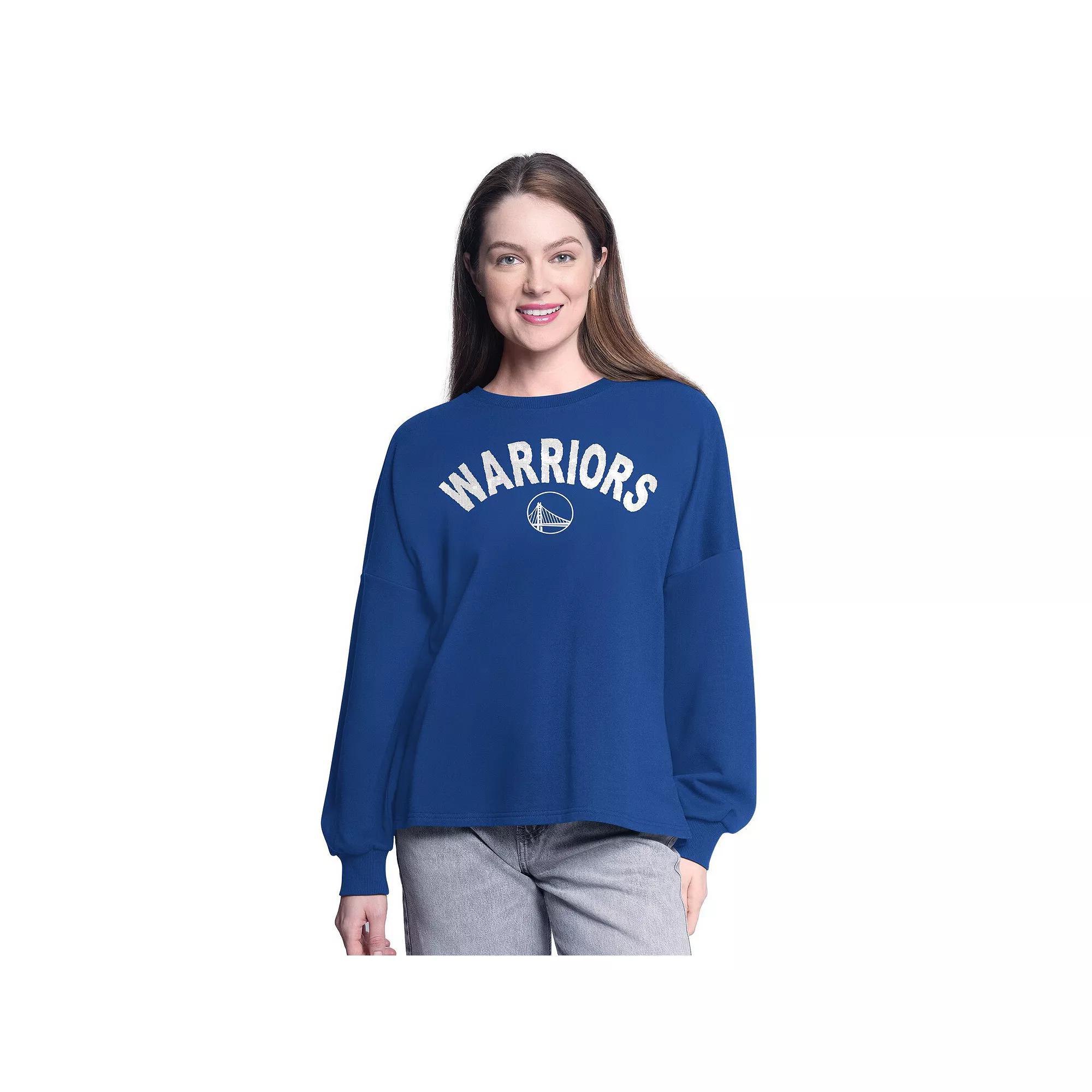 Women's G-III 4Her by Carl Banks Royal Golden State Warriors Athletic Pullover Sweatshirt, Size: Medium, Blue Product Image