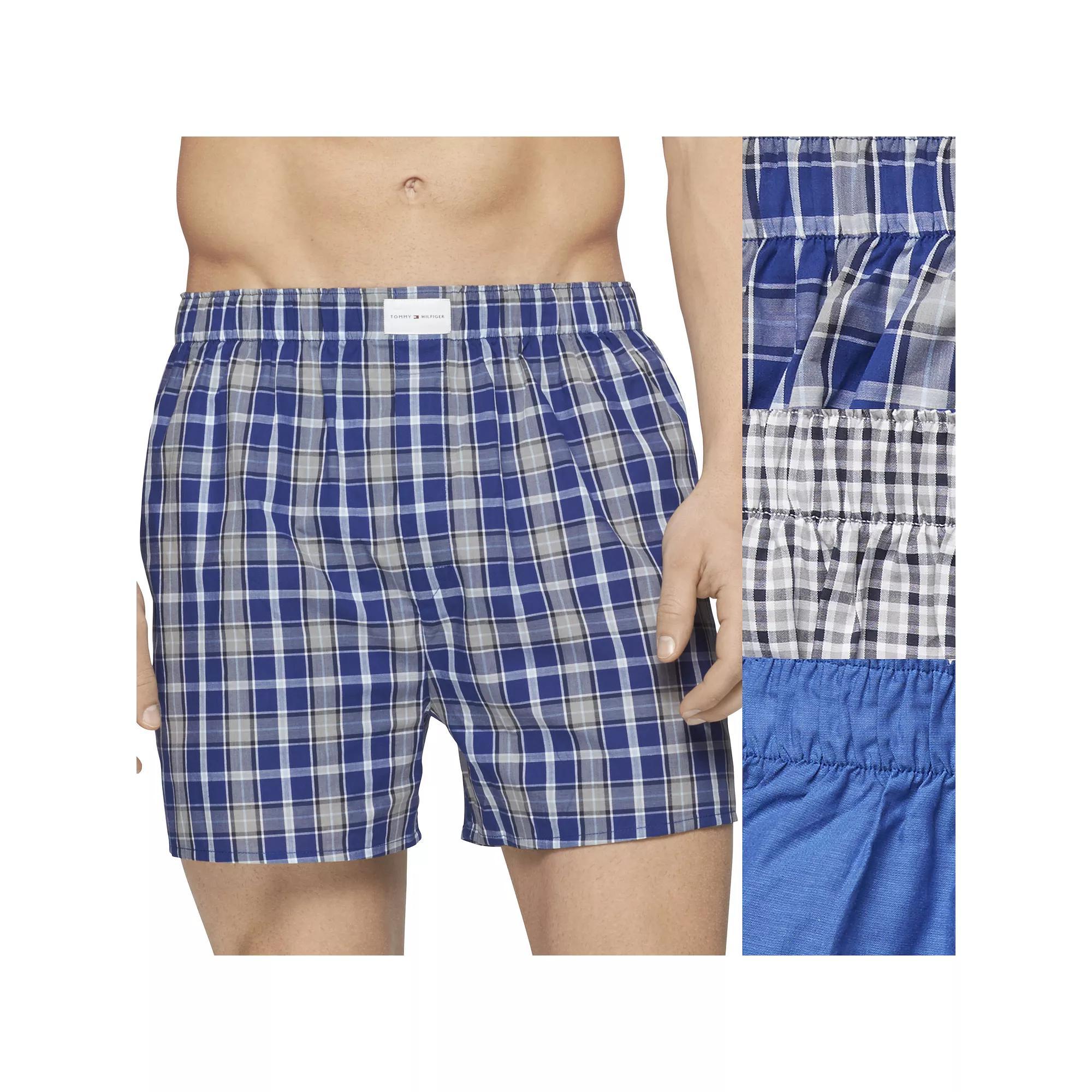 Men's Tommy Hilfiger 3-pack Cotton Classics Woven Boxers, Size: XL, Red Navy White Plaid Product Image