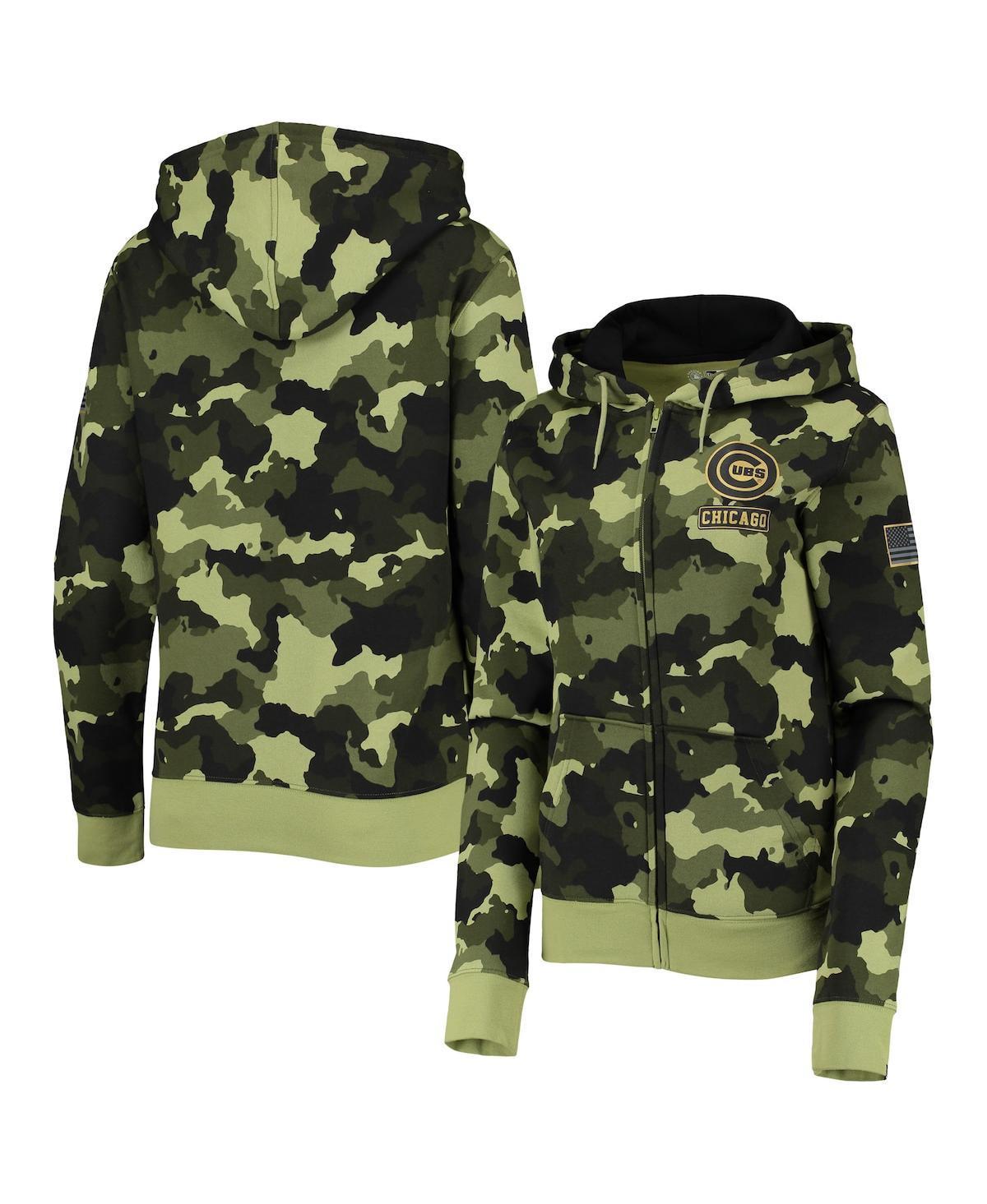 Women's New Era Green Chicago Cubs 2022 MLB Armed Forces Day Camo Full-Zip Hoodie, Size: Medium Product Image