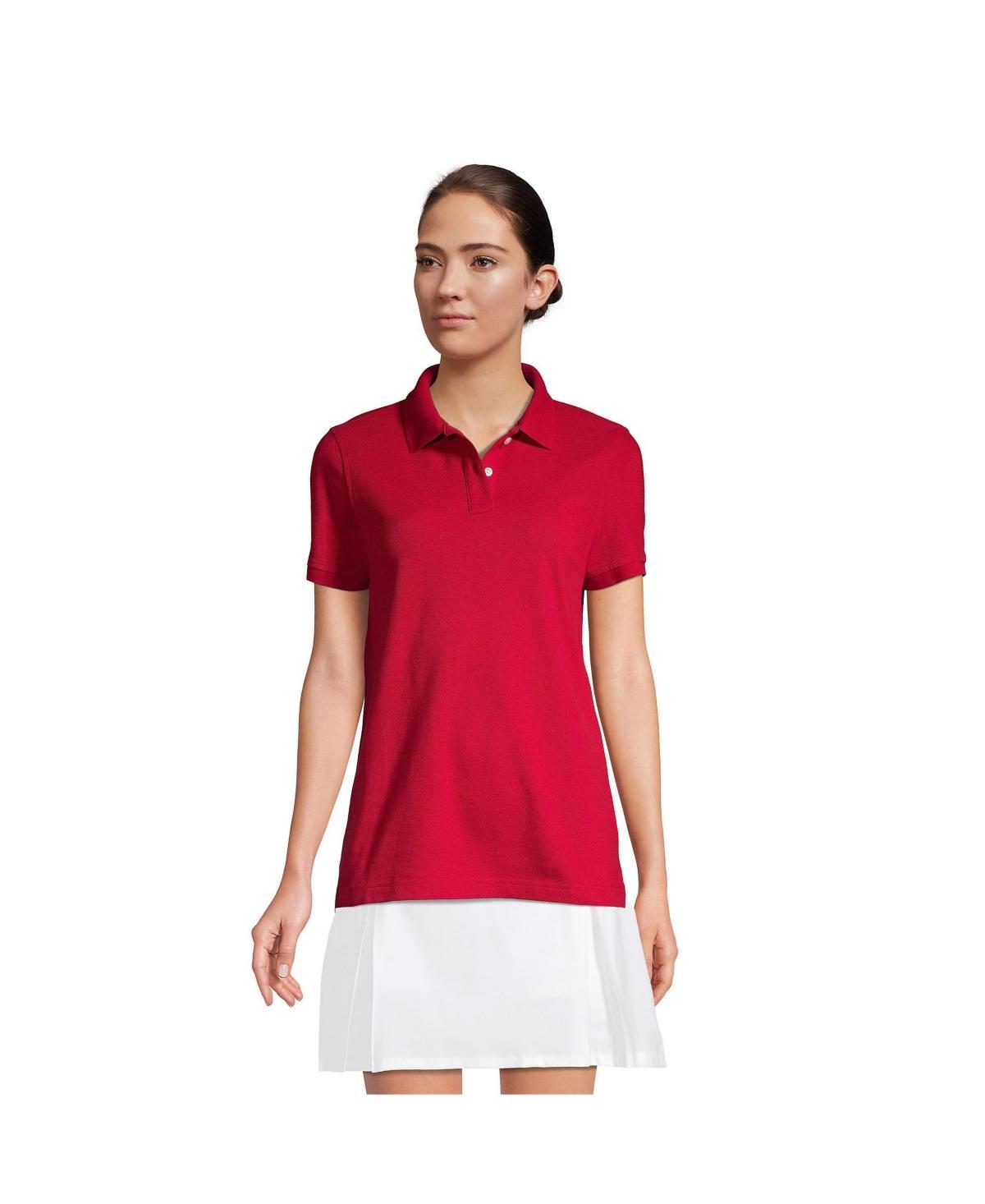Womens Lands End School Uniform Short Sleeve Mesh Polo Shirt Classic Blue Product Image