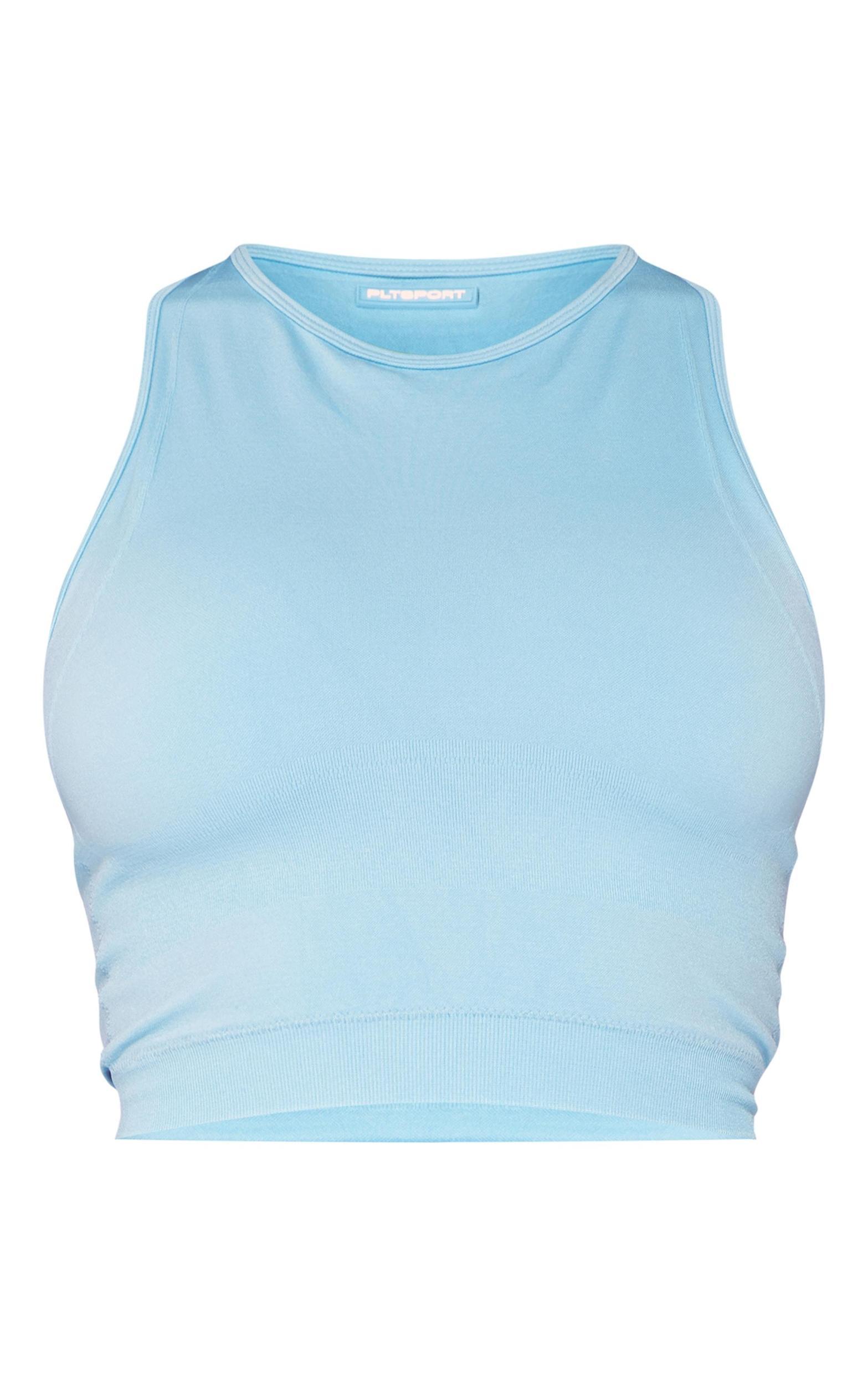 PLT SPORT Bright Blue Seamless Bust Panel Detail Sports Bra Product Image