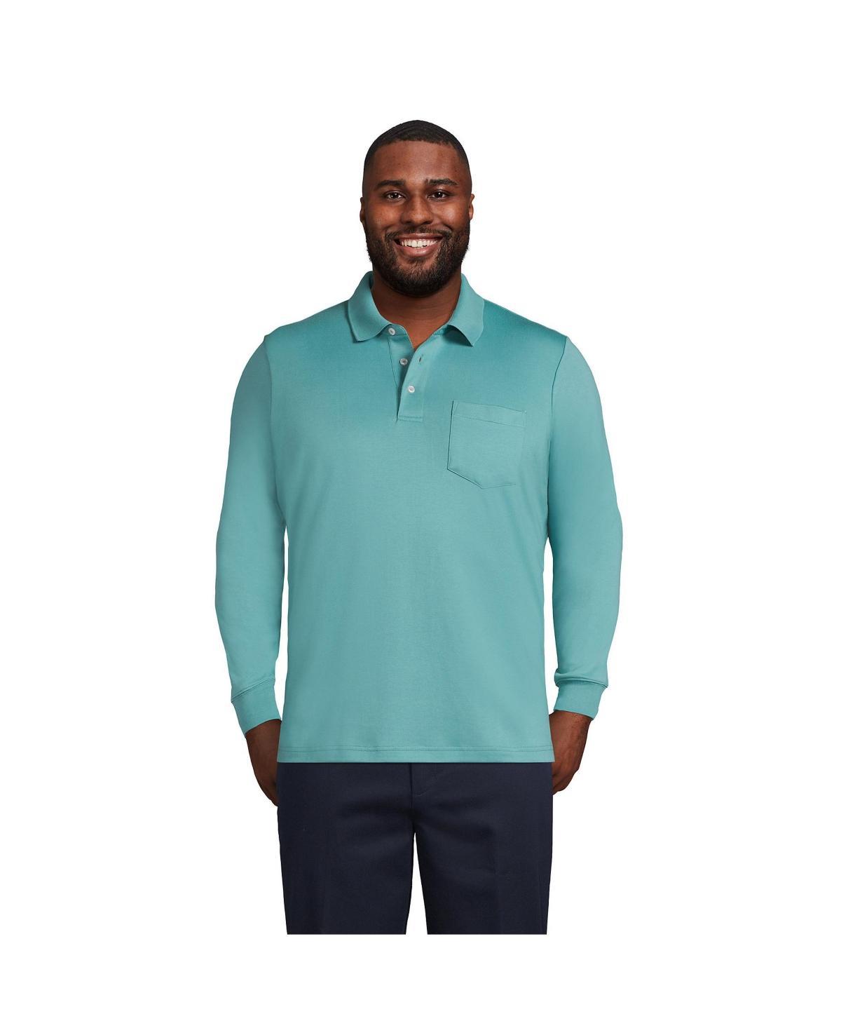 Big & Tall Lands End Super Soft Classic-Fit Long Sleeve Supima Pocket Polo, Mens Product Image