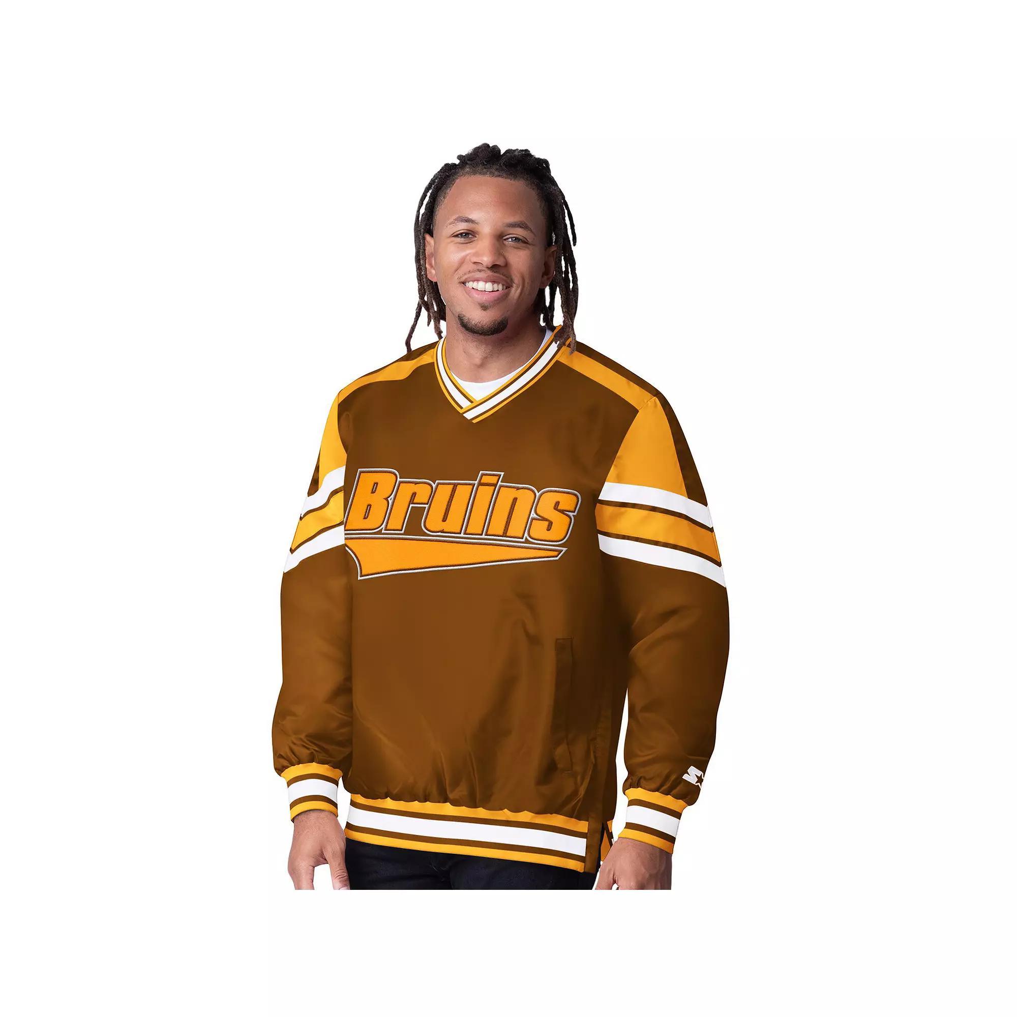 Men's Starter  Black Boston Bruins Reliver I V-Neck Pullover Sweatshirt, Size: Medium Product Image