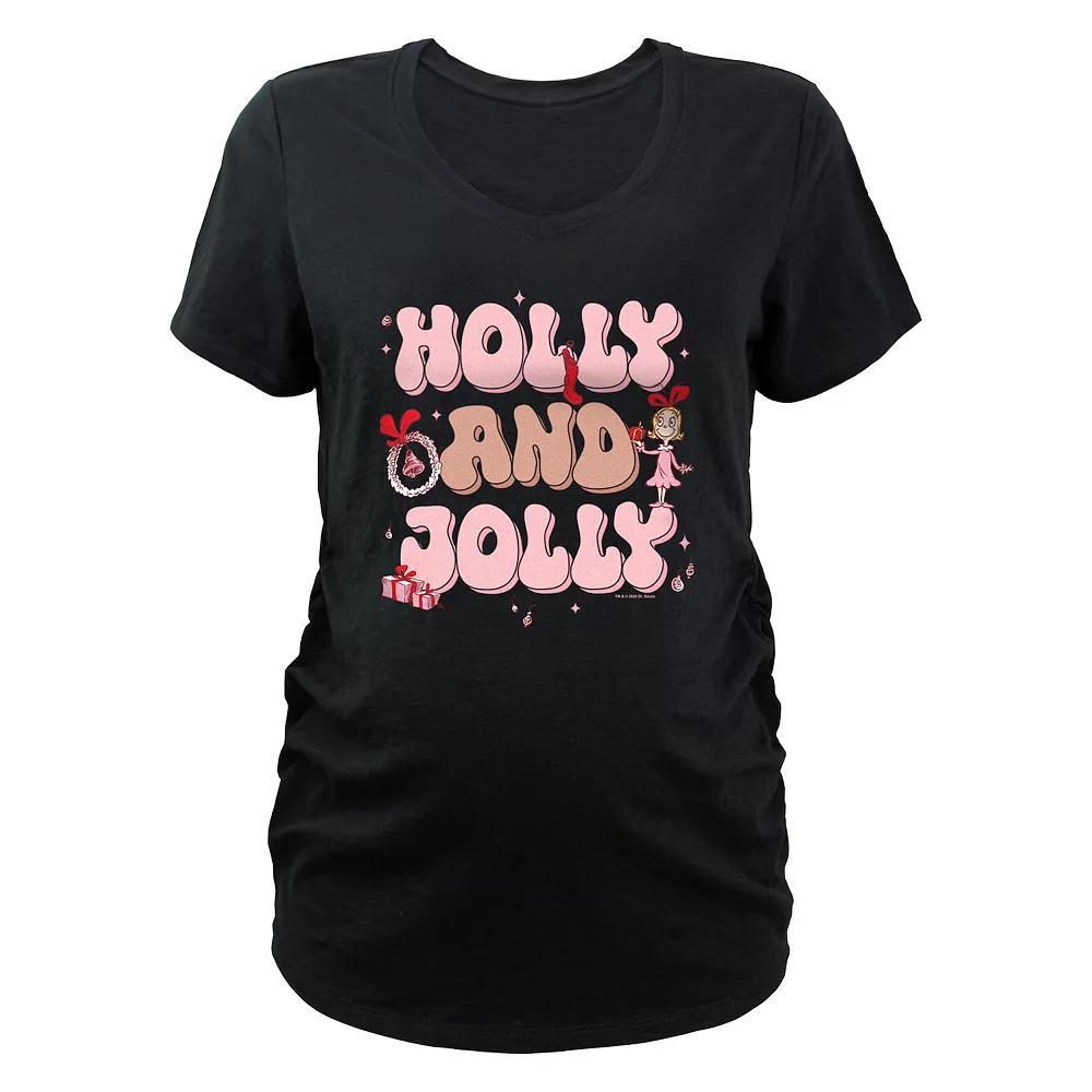 Maternity Dr. Seuss Grinch Cindy-Lou Who Holly And Jolly Graphic Tee, Women's, Size: Small-Mat, Black Product Image
