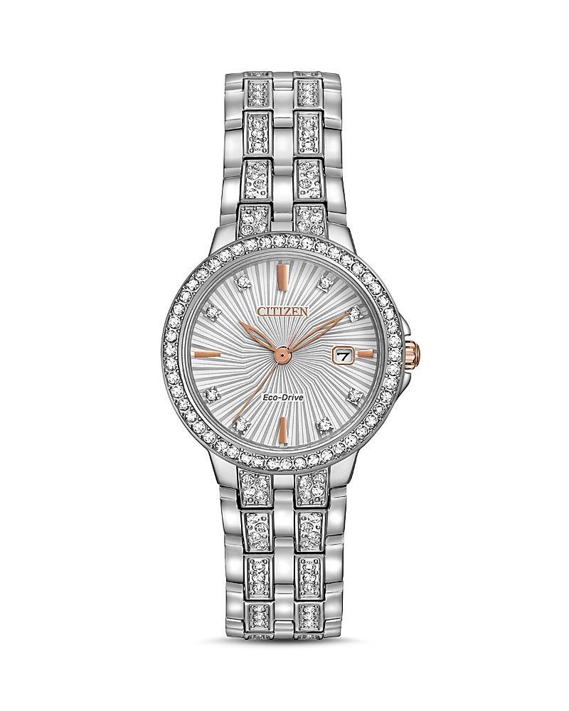 Citizen Eco-Drive Womens Silhouette Crystal Stainless Steel Watch - EW2340-58A Two Tone Product Image
