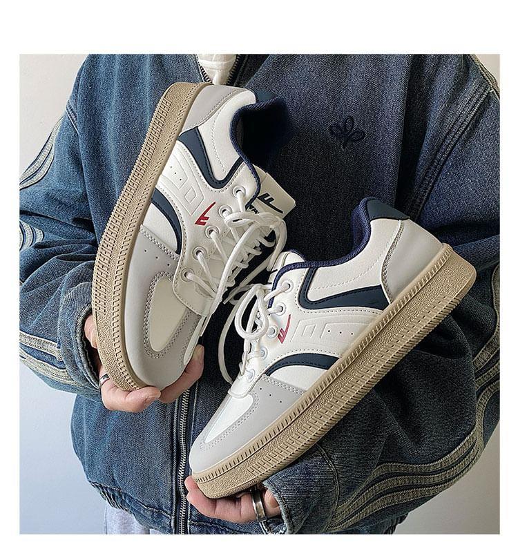 Contrast Trim Lace-Up Sneakers Product Image
