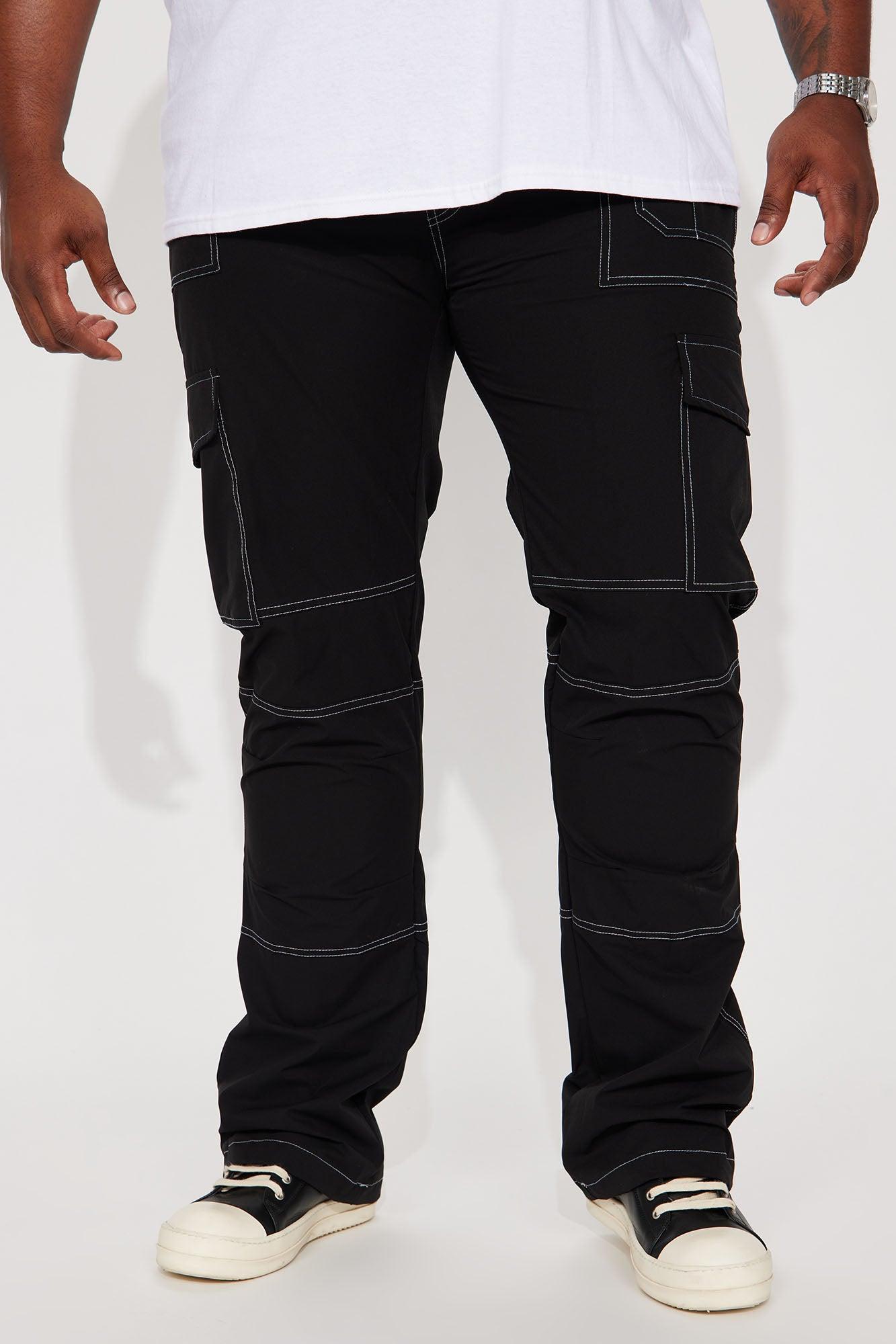 On Your Mind Stacked Slim Flare Nylon Pants - Black Product Image