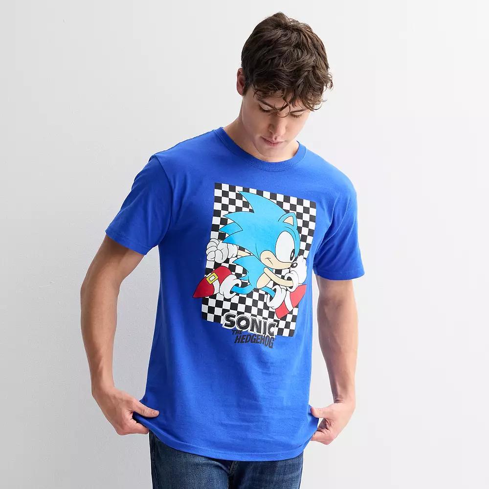 Men's Bioworld Sonic Classic Checker Run Graphic Tee, Size: XL, Royal Product Image