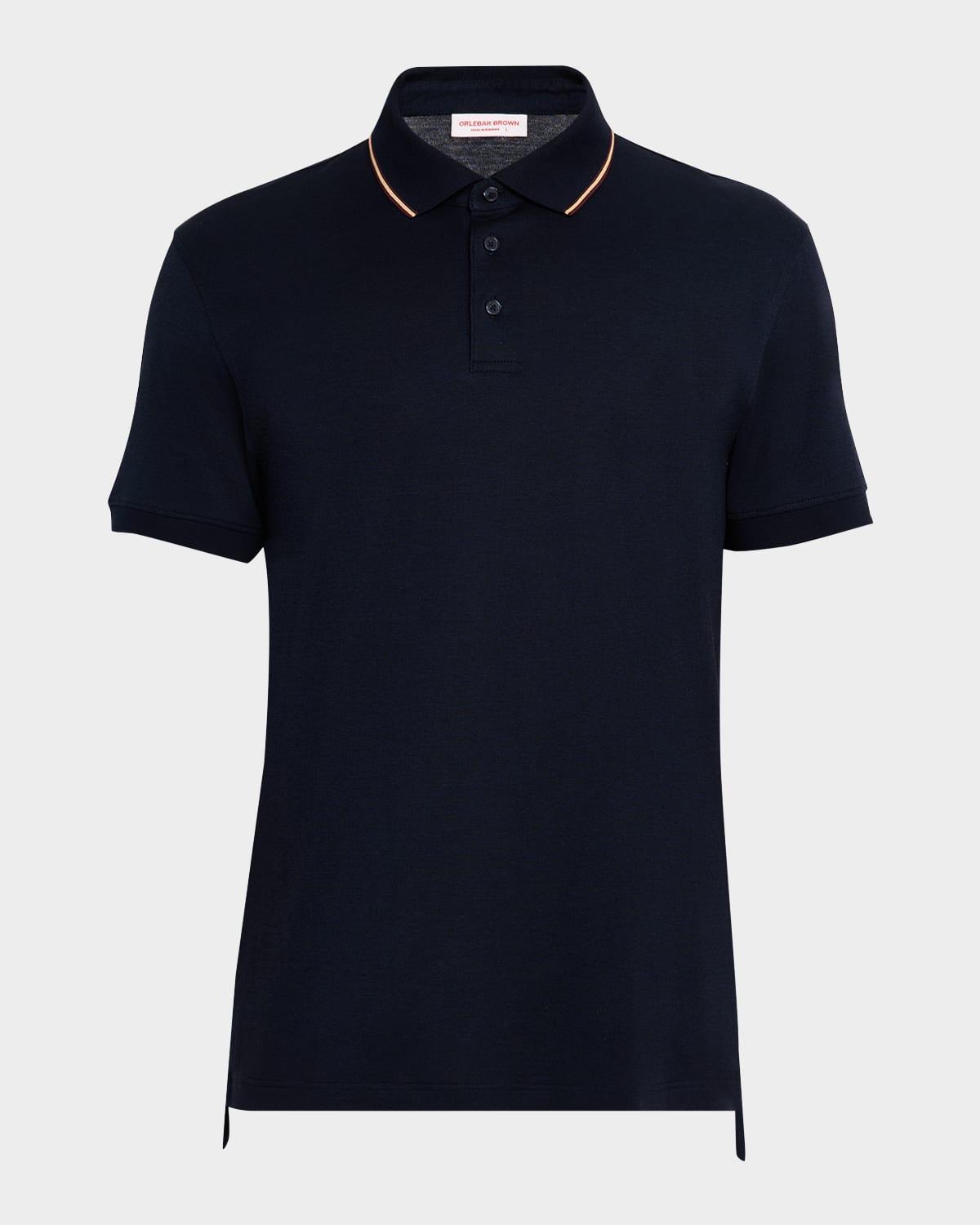Mens Dominic Short-Sleeve Fine Ribbon Polo Shirt Product Image