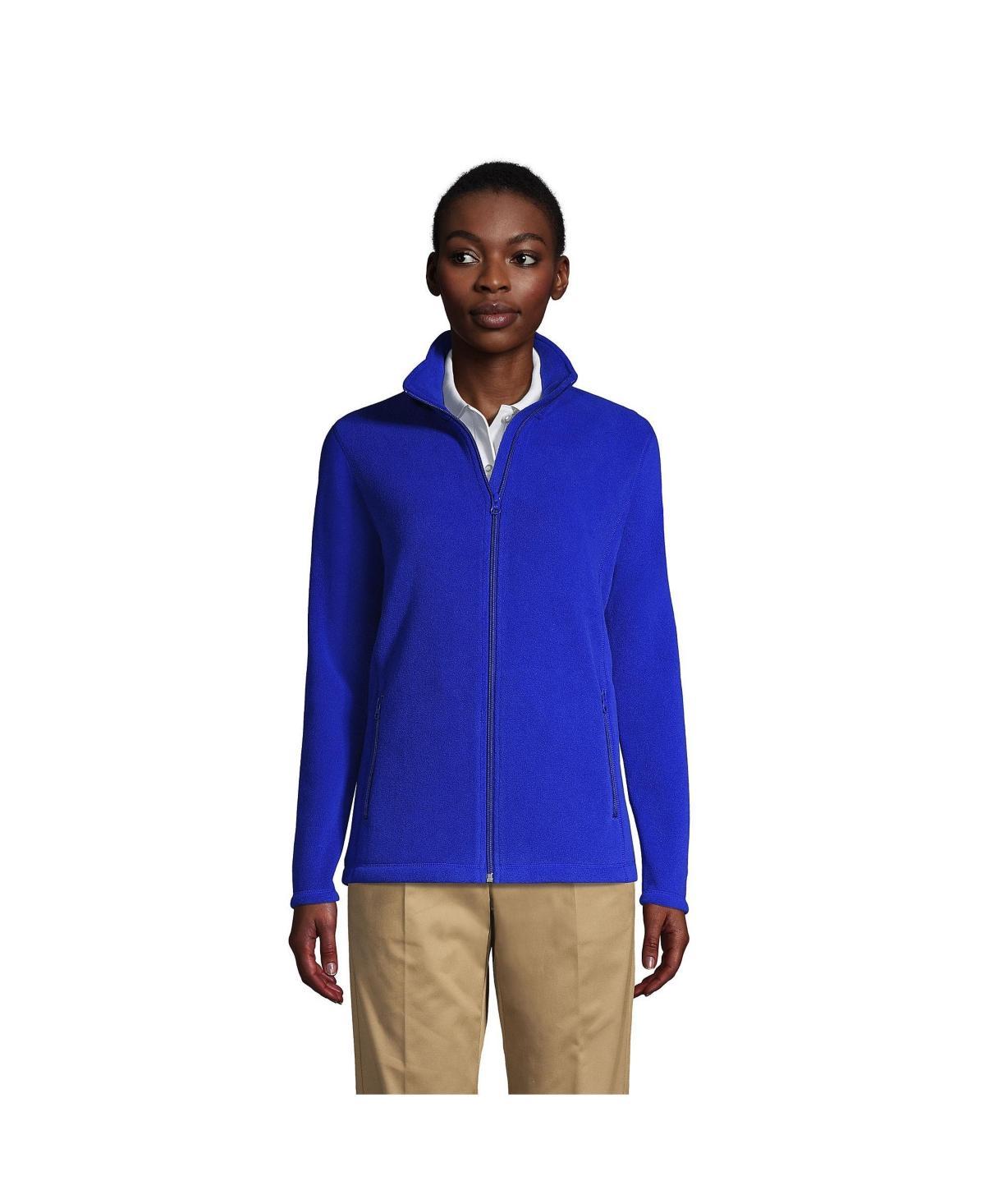 Women's Lands' End Full-Zip Long Sleeve Fleece Jacket, Size: Medium, Blue Product Image