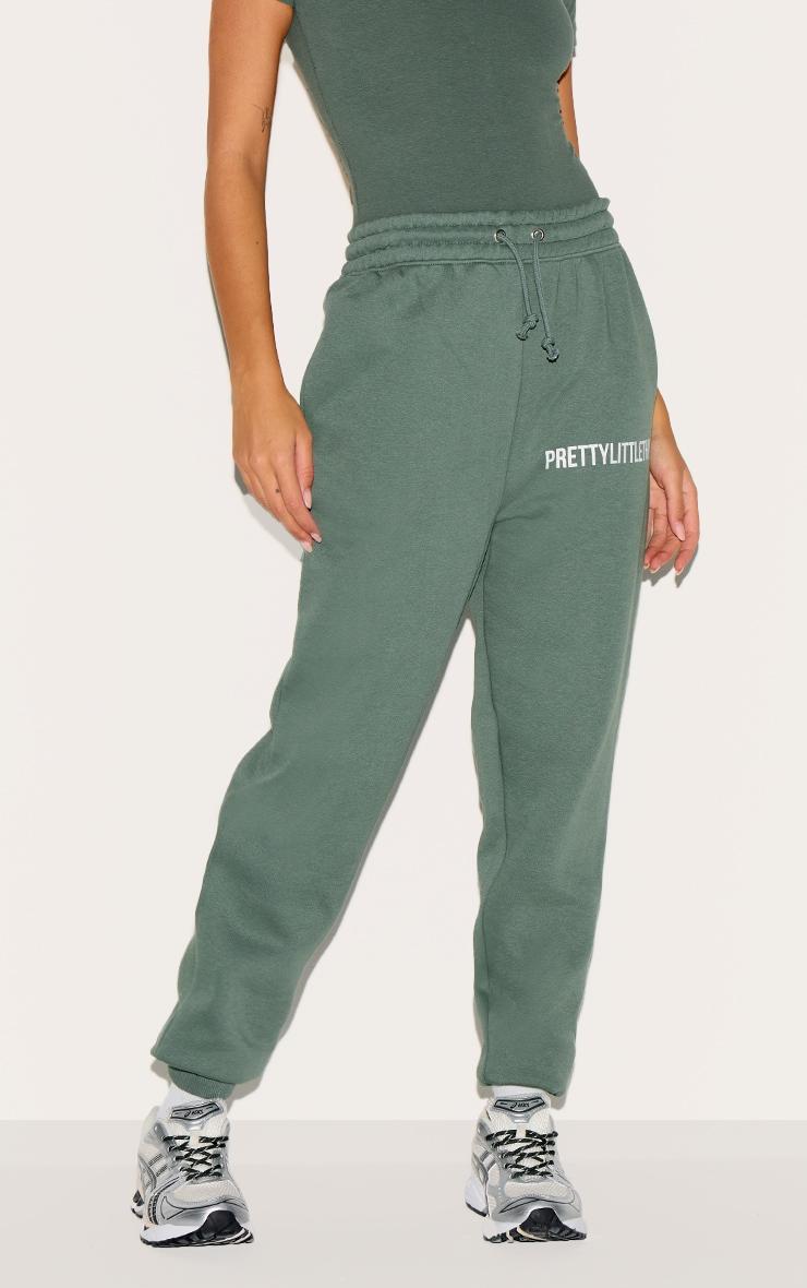 PRETTYLITTLETHING Sea Green Logo High Waisted Cuffed Sweatpant Product Image