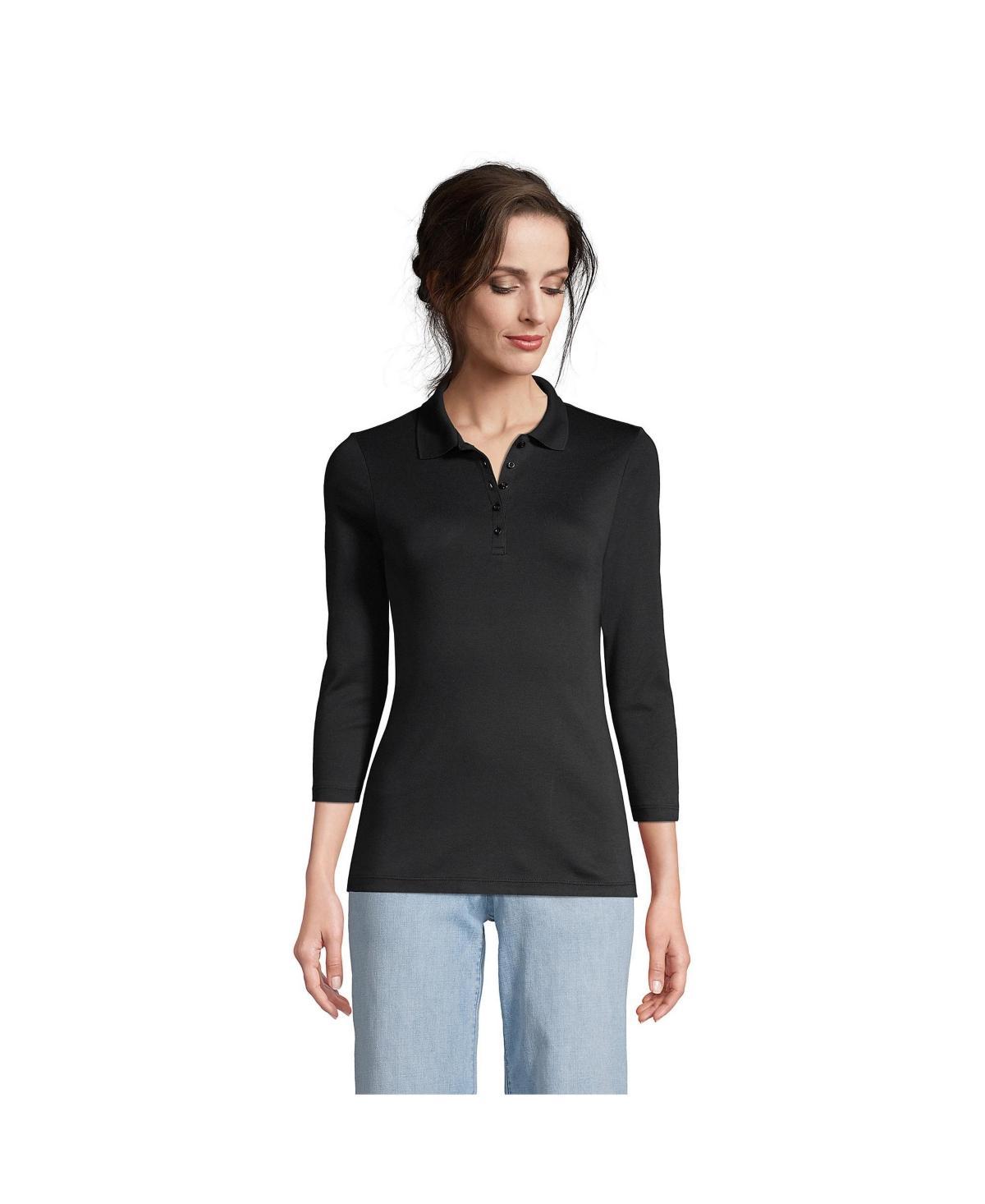 Womens Lands End Supima Cotton 3/4-Sleeve Polo Shirt Product Image