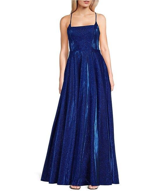 City Vibe Square Neck Spaghetti Strap Cage Back Bodice Ballgown Product Image