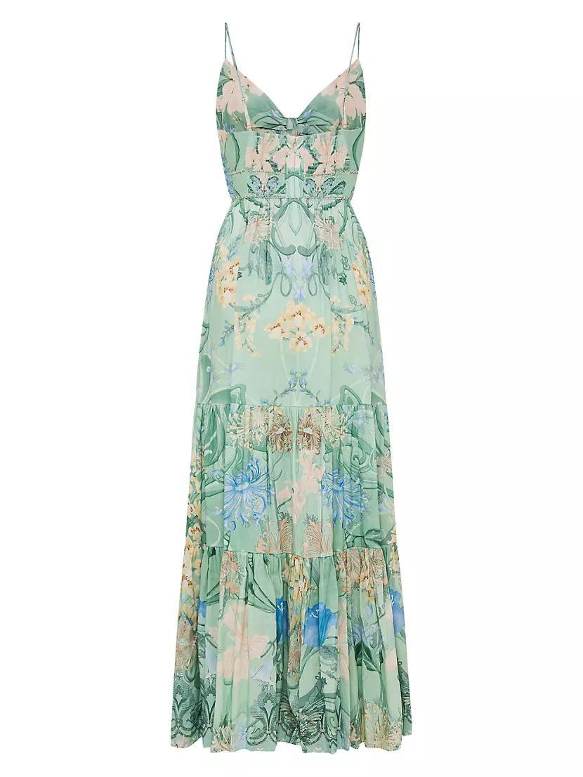 Twist-Front Cut-Out Printed Midi-Dress Product Image