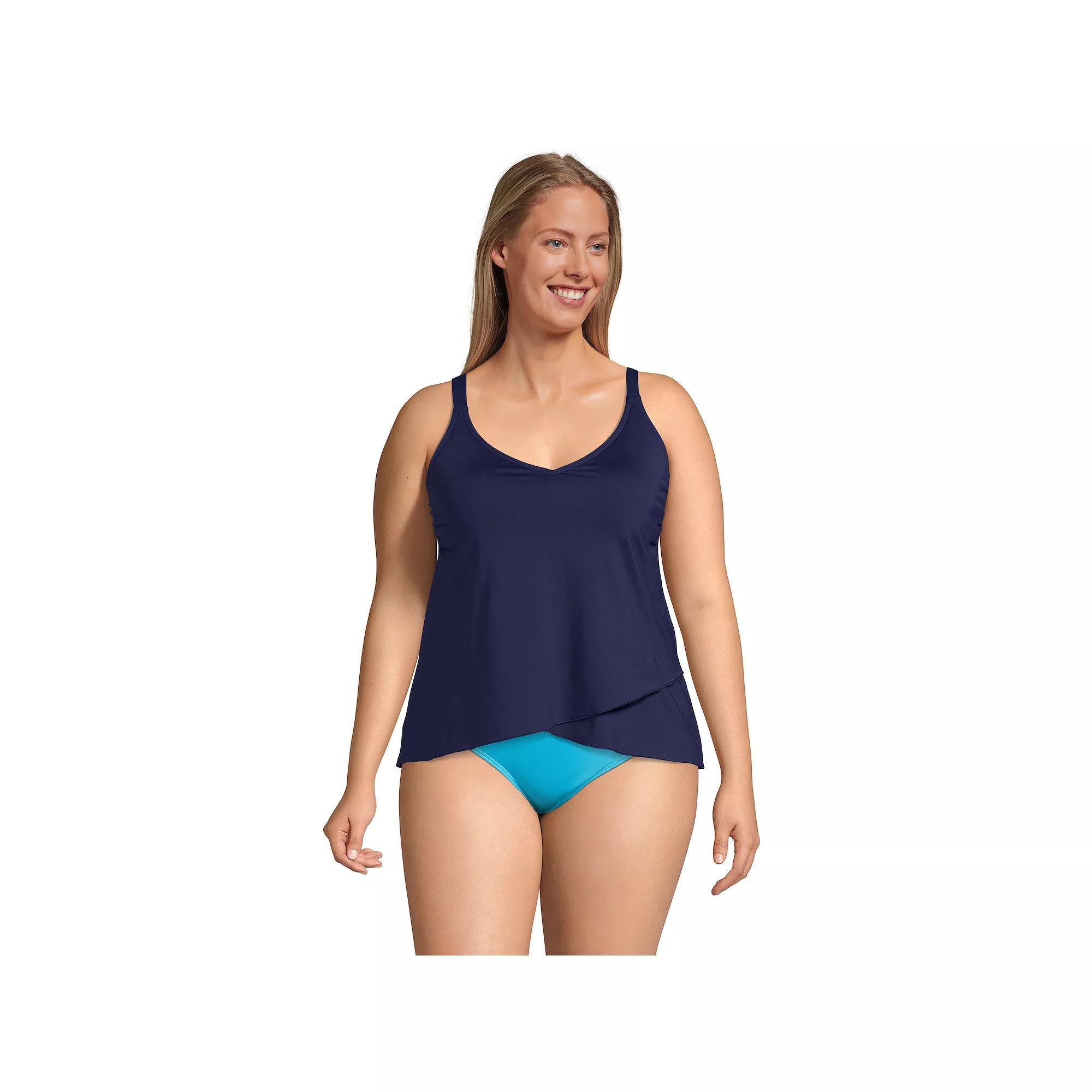 Plus Size Lands' End DDD-Cup Tulip Hem Tankini Swim Top, Women's, Size: 1XL, Rich Olive Green Product Image