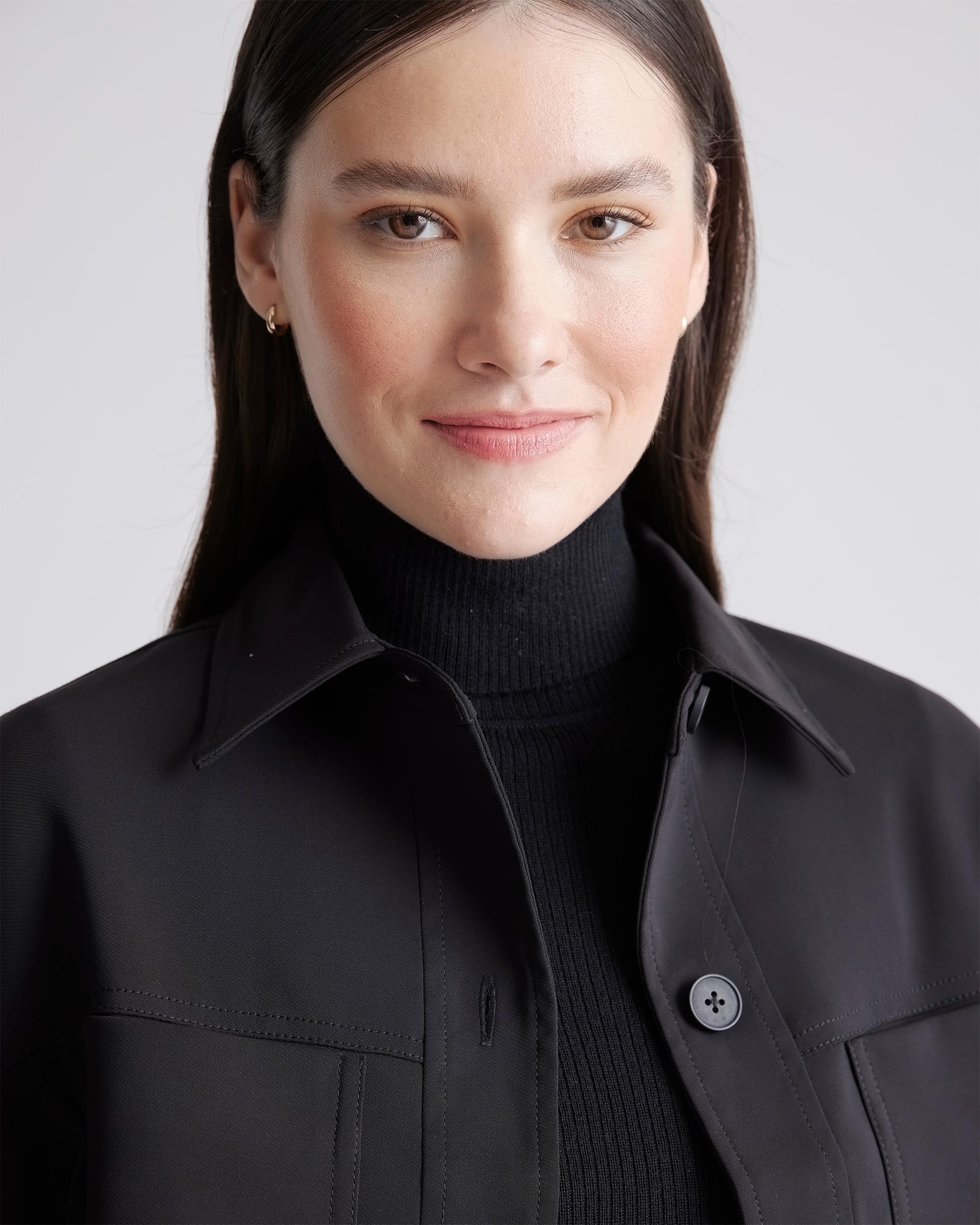 Quince | Women's Stretch Crepe Cropped Jacket Size XL, Recycled Polyester / Spandex Product Image