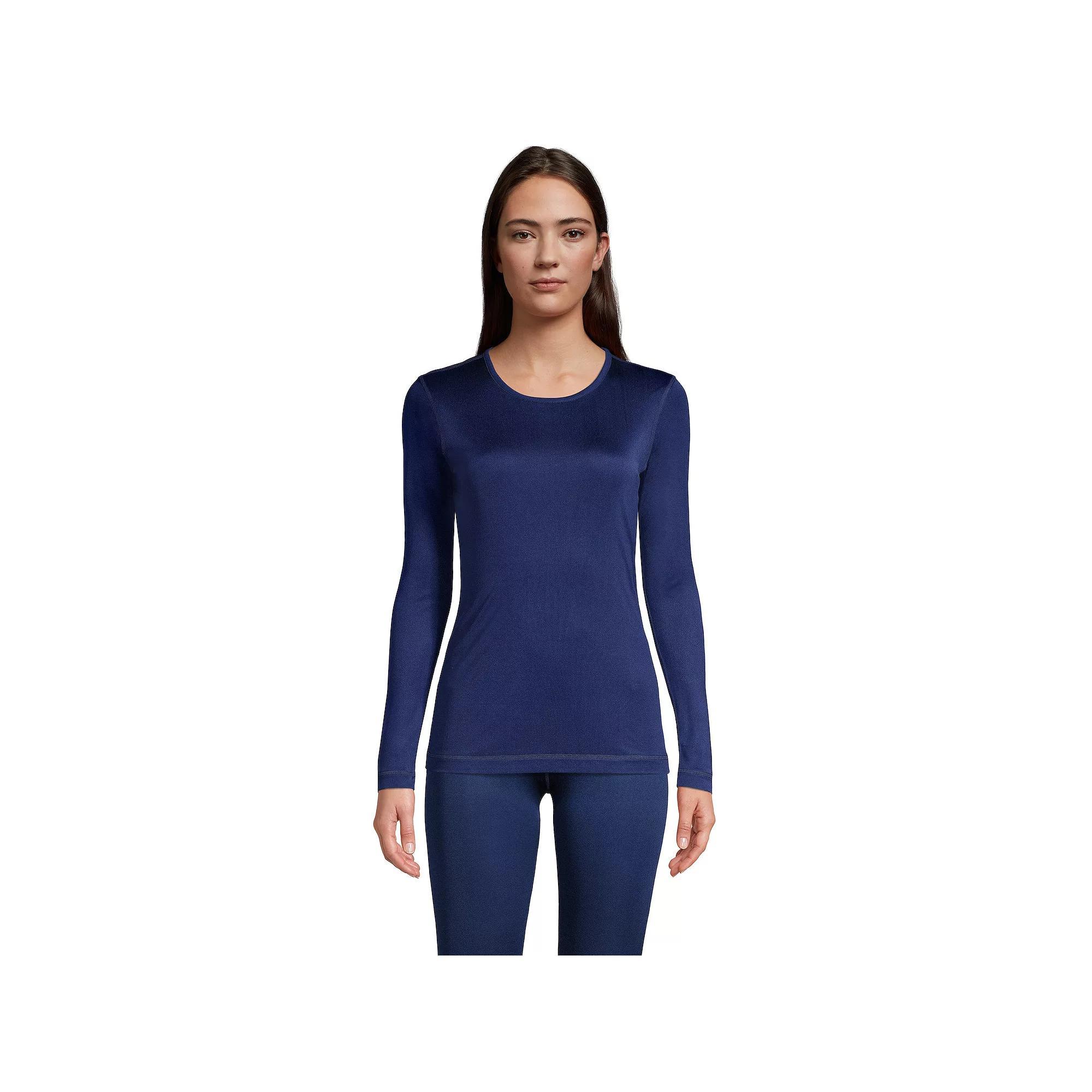 Petite Lands' End Silk Interlock Crewneck Undershirt, Women's, Size: XS Petite, Deep  Blue Product Image