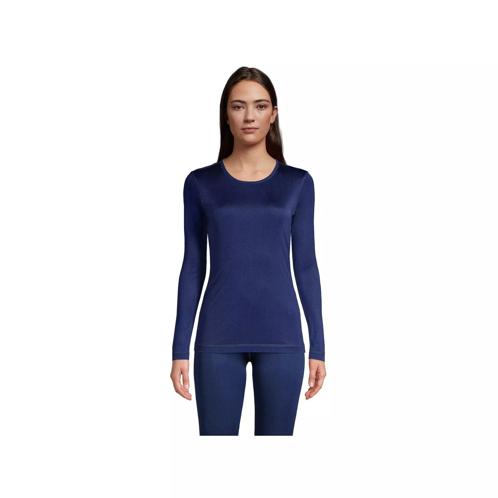 Petite Lands' End Silk Interlock Crewneck Undershirt, Women's, Size: XS Petite, Deep  Blue Product Image