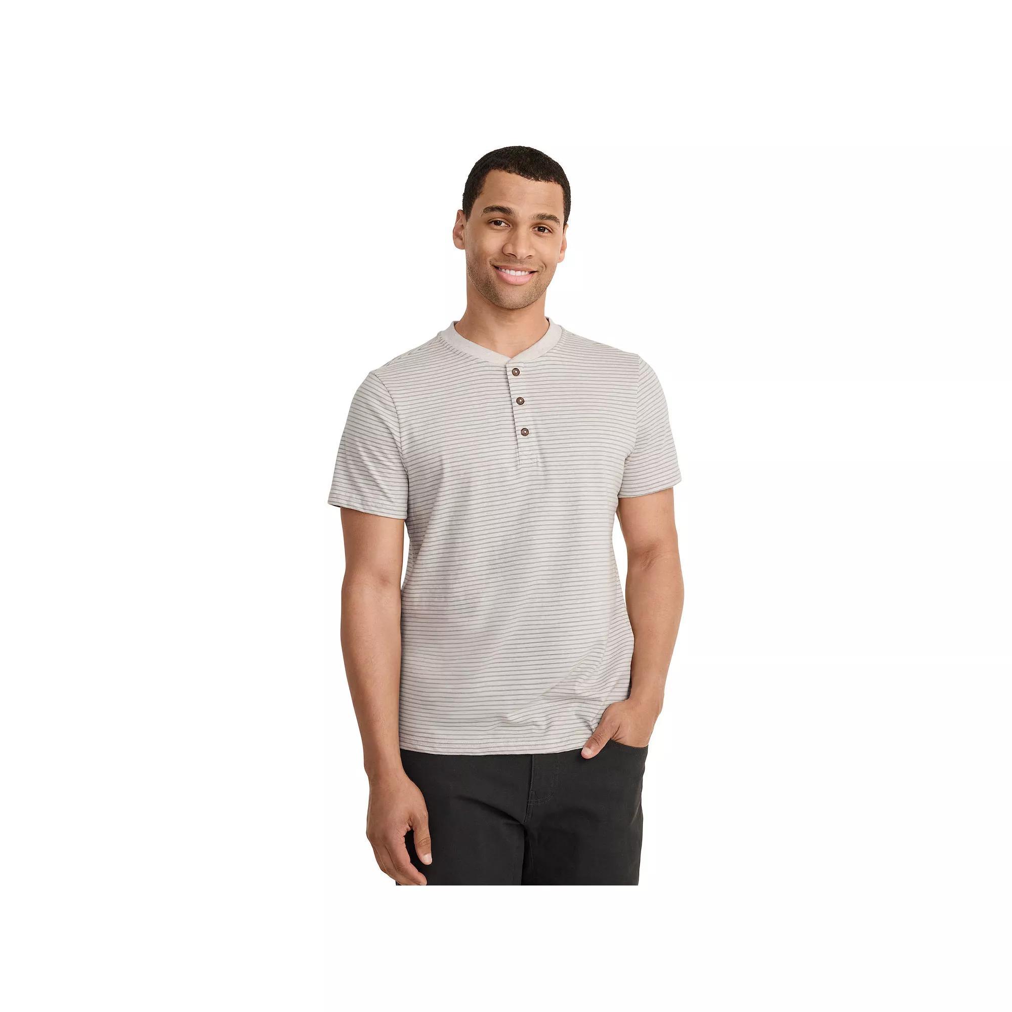Men's Jockey Outdoors™ by Luke Bryan Short Sleeve Henley, Size: Large, Gray Stripe Product Image