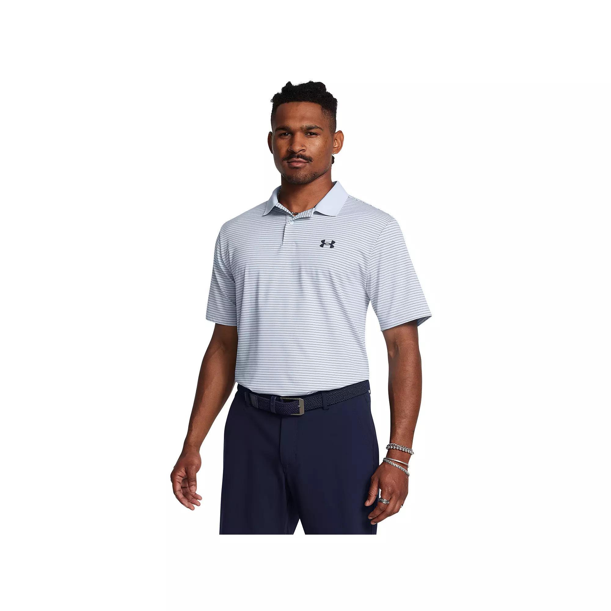 Big & Tall Under Armour Classic-Fit Striped Performance Polo, Men's, Size: Large Tall, Hydro Blue Product Image