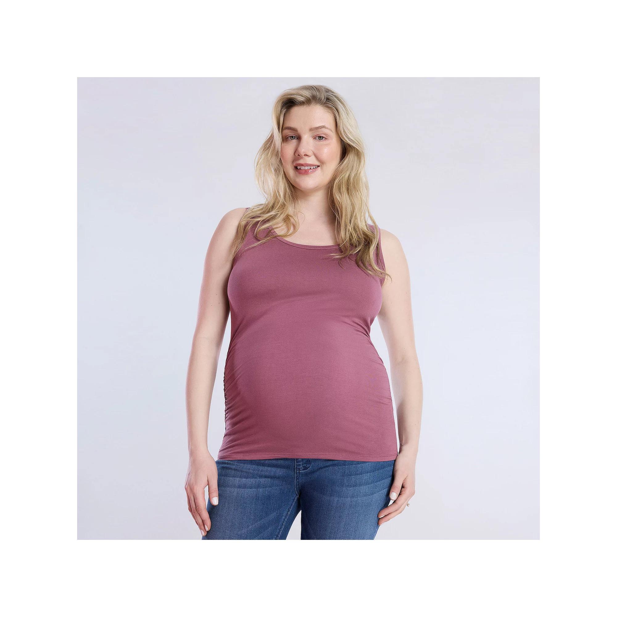 Maternity Motherhood Side Ruched Tank, Womens Renaissance Pink Product Image