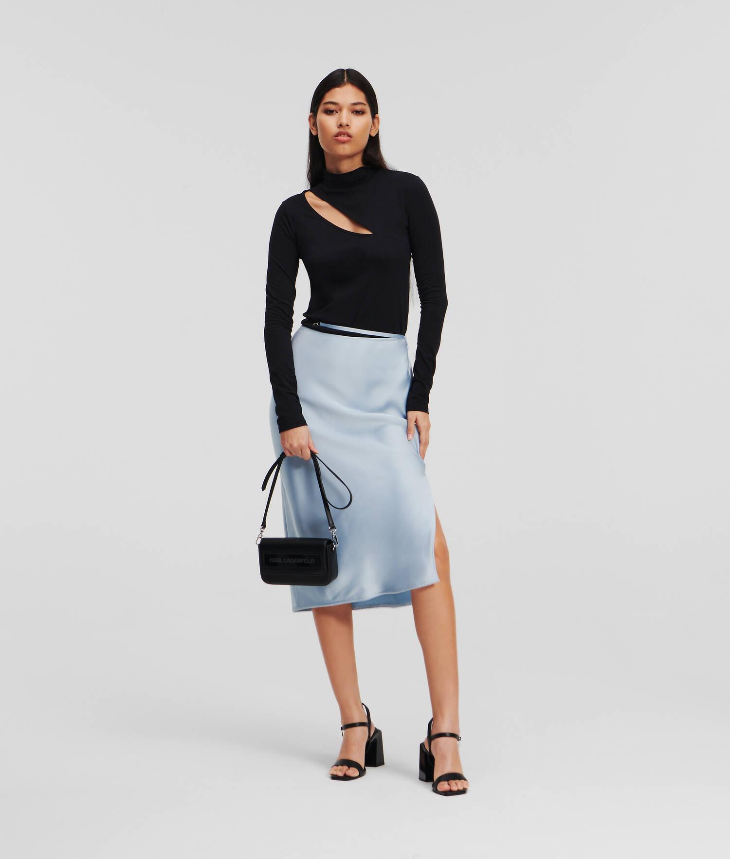 KARL SIGNATURE SATIN MIDI SKIRT Product Image