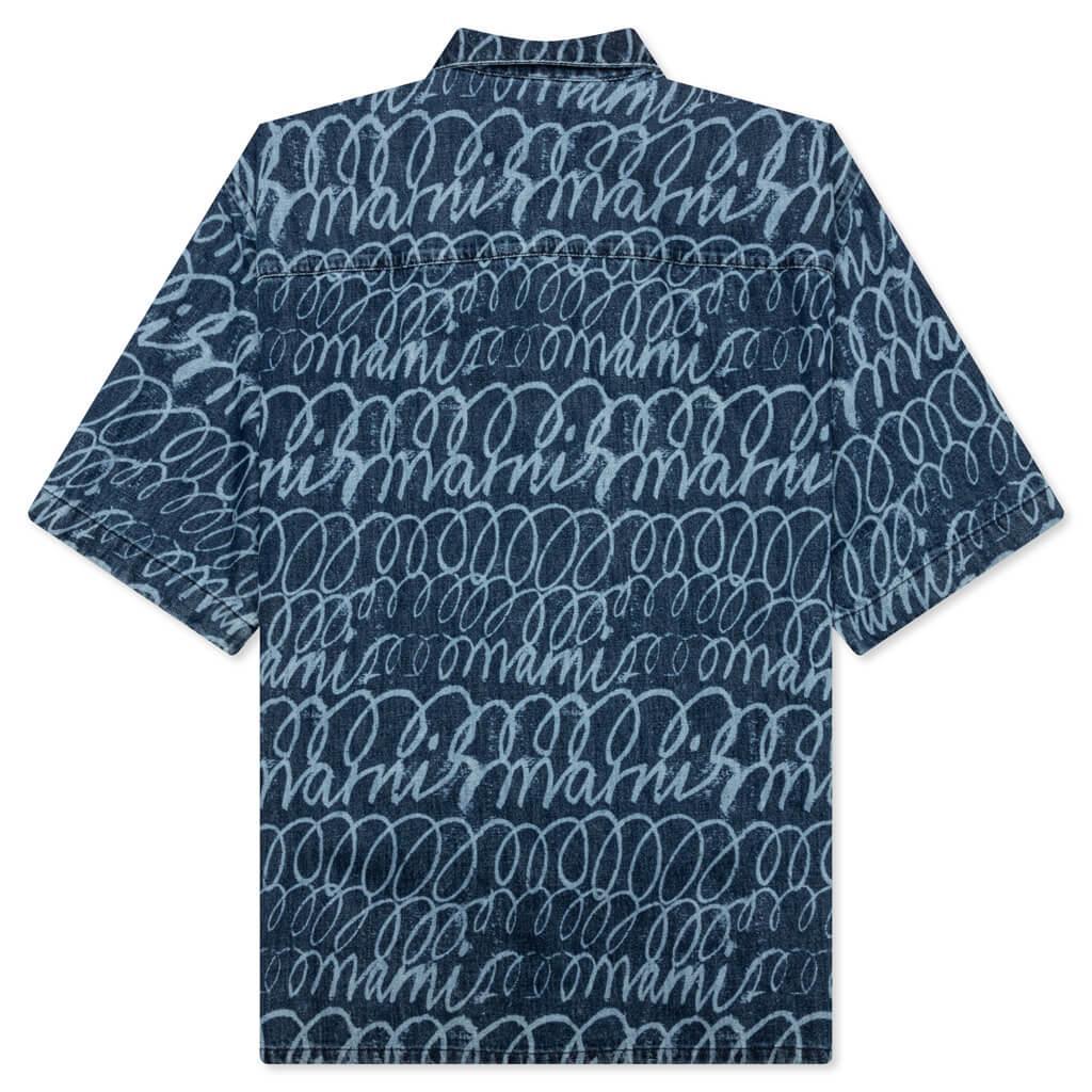 Bleached Echoes Organic Poplin Bowling Shirt - Blue Kyanite Male Product Image