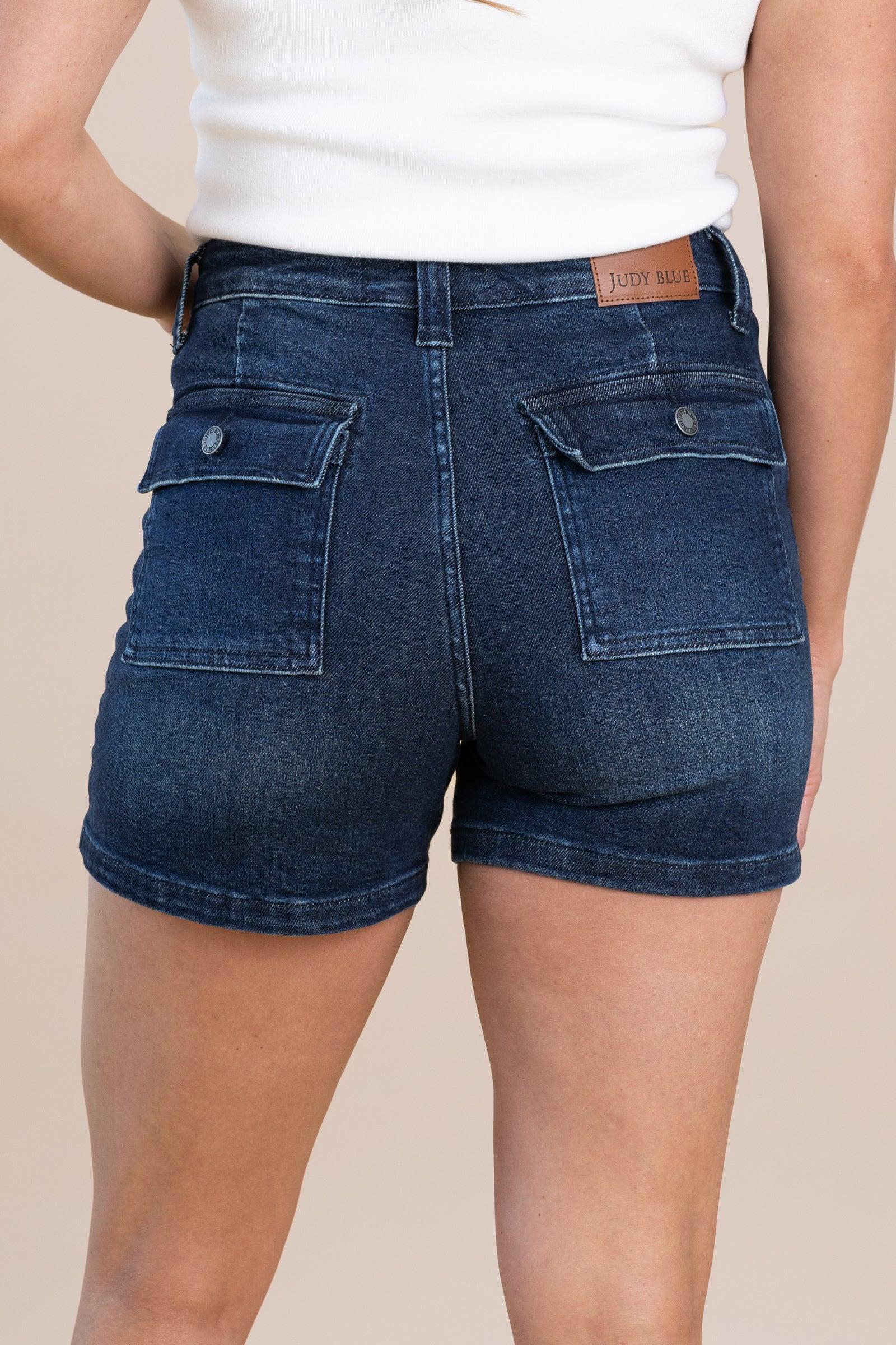 Judy Blue Back Flap Pocket Denim Shorts Product Image