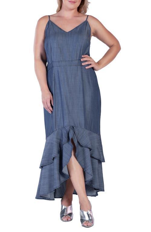 Womens Plus Size Tencel High-Low Ruffle Hem Maxi Dress Product Image