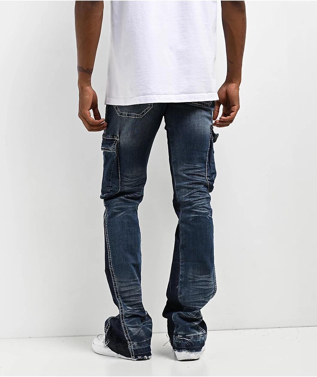 Ninth Hall Haze Cargo Stacked Flare Jeans Product Image