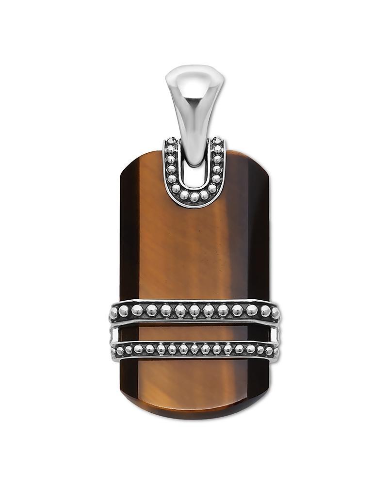 Lagos Mens Sterling Silver Anthem Tiger Eye Dog Tag Amulet Pendant - Exclusive Product Image