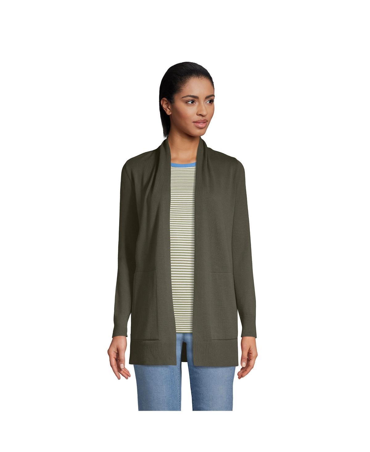 Women's Lands' End Open-Front Long Cardigan Sweater, Size: Medium, Radiant Blue Product Image