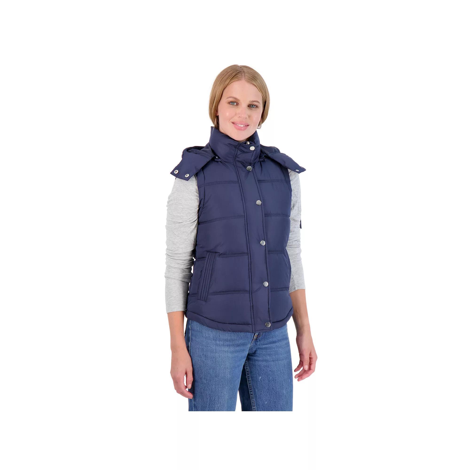 Juniors' Sebby Hooded Water-Resistant Puffer Vest, Women's, Size: Small, Blue Product Image