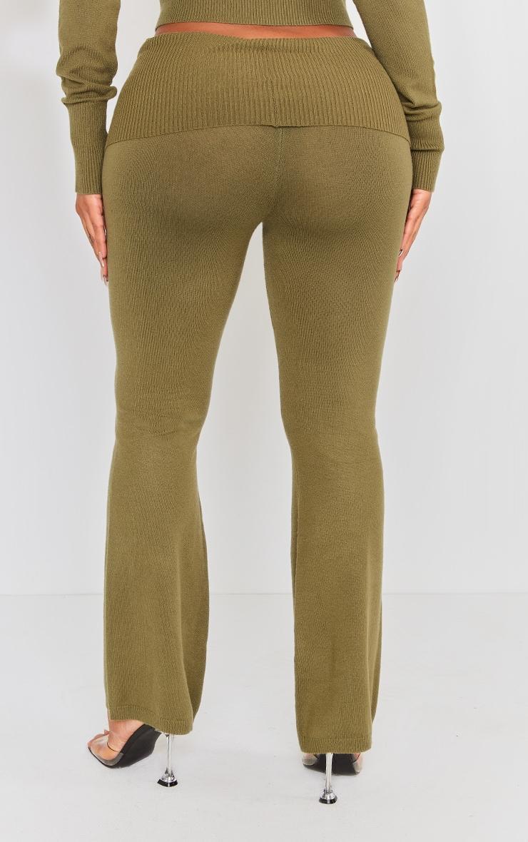 Shape Khaki Knit High Waist Foldover Waist Leggings Product Image