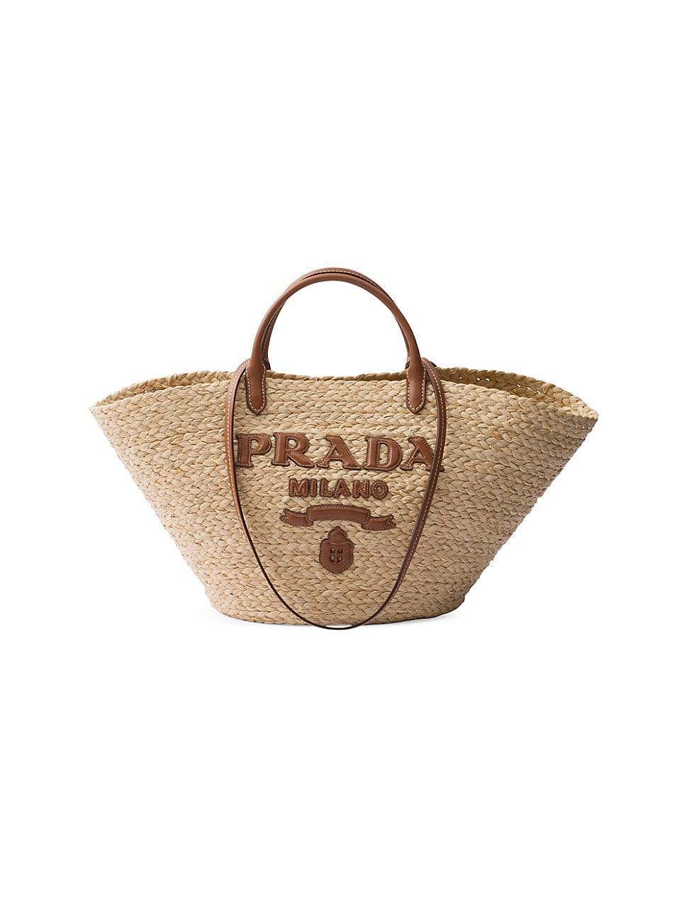 Womens Large Woven Fabric and Leather Tote Bag Product Image