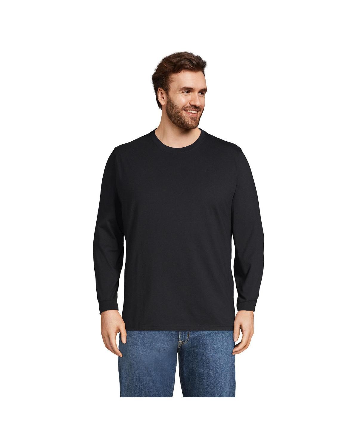 Big & Tall Lands' End Super-T Long Sleeve Classic-Fit Tee, Men's, Size: 2XB, Black Product Image
