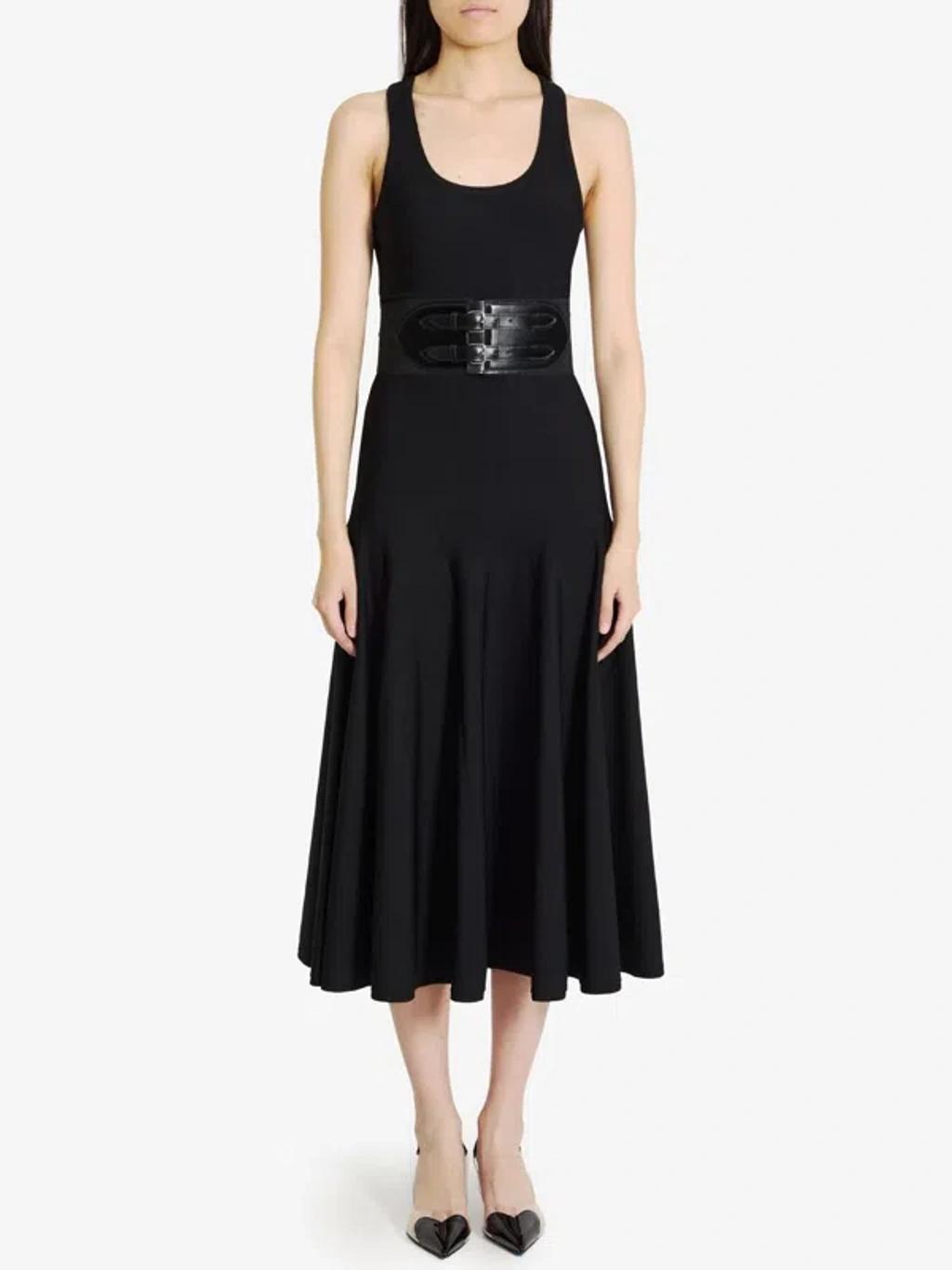 ALAÏA Belted Dress In Black Product Image