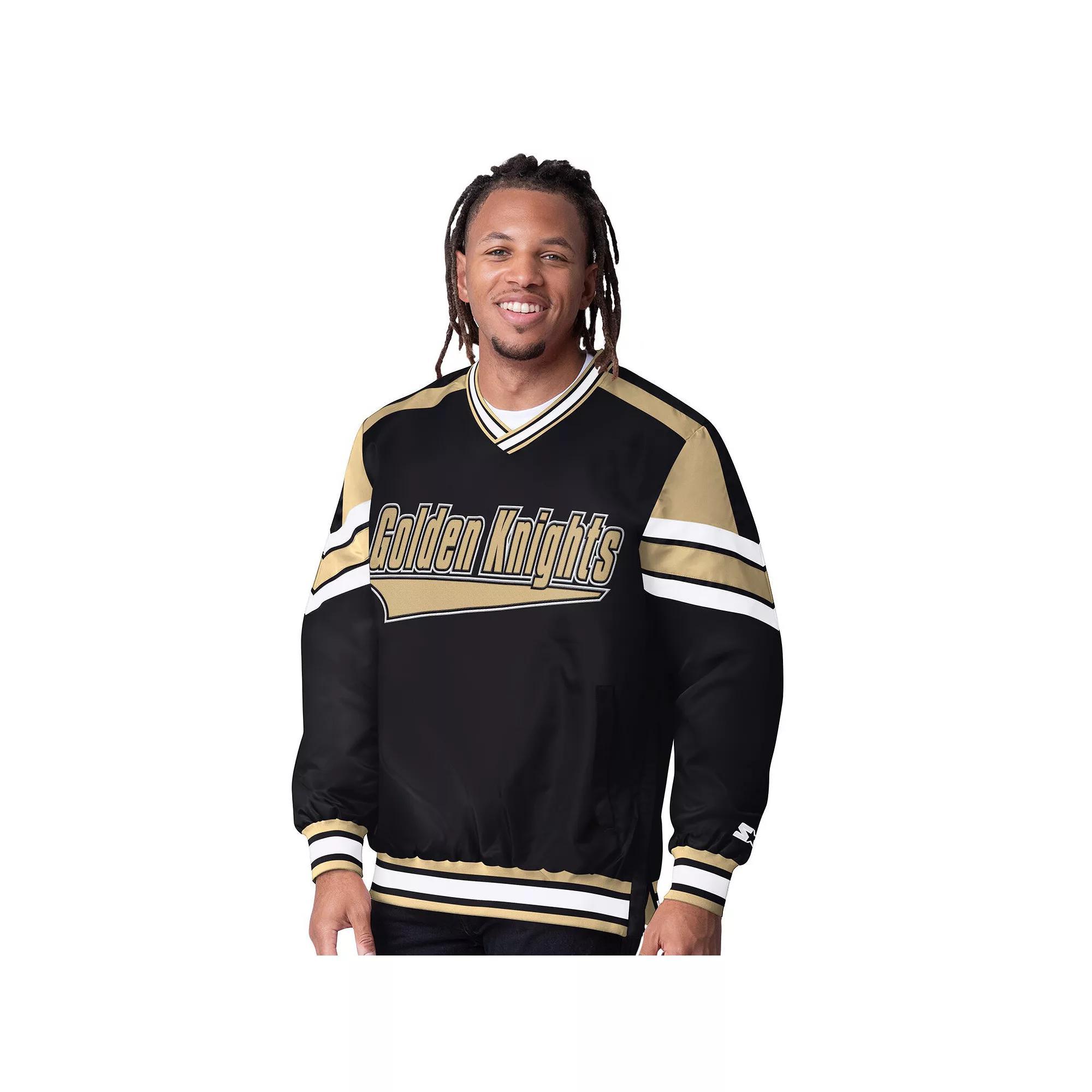 Men's Starter  Black Vegas Golden Knights Reliver I V-Neck Pullover Sweatshirt, Size: 2XL, Lvk Black Product Image